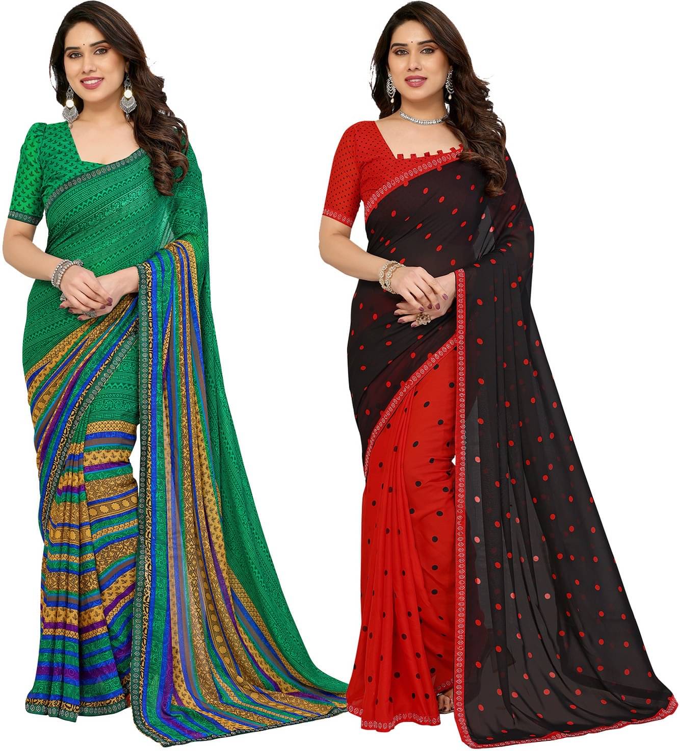 ANAND SAREES Georgette Embellished Regular Saree With Unstitched Blouse Piece ( Multicolor ) ANAND SAREES Georgette Embellished Regular Saree With Unstitched Blouse Piece ( Multicolor )