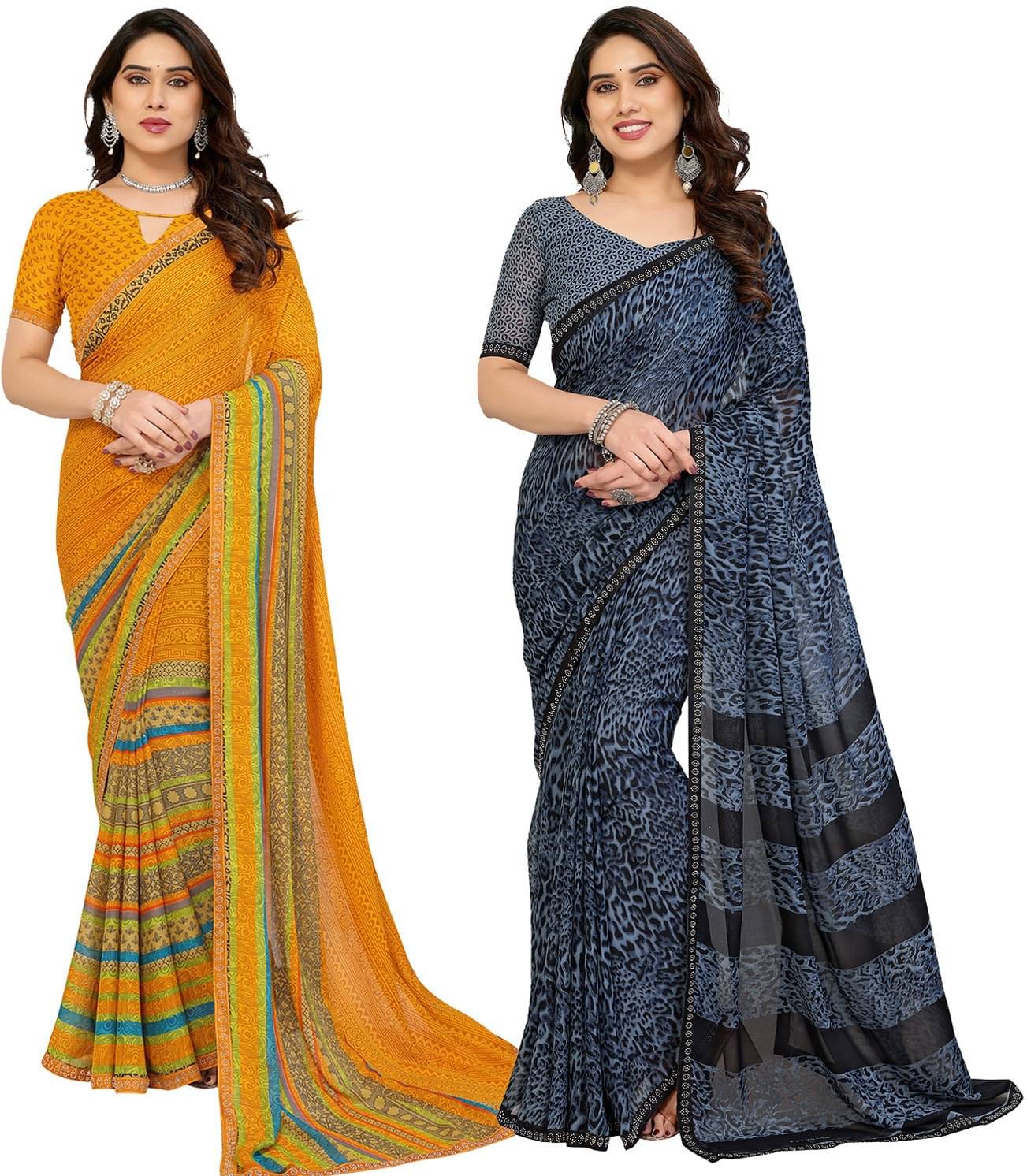 ANAND SAREES Georgette Embellished Regular Saree With Unstitched Blouse Piece ( Multicolor ) ANAND SAREES Georgette Embellished Regular Saree With Unstitched Blouse Piece ( Multicolor )