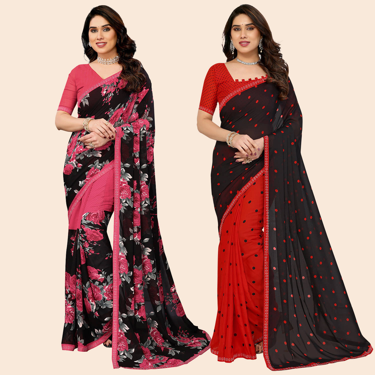     			ANAND SAREES Georgette Embellished Regular Saree With Unstitched Blouse Piece ( Multicolor )
