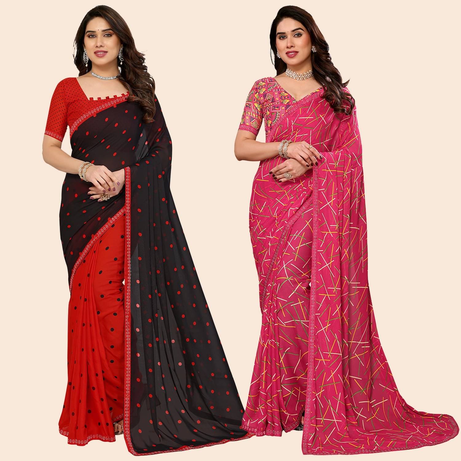 ANAND SAREES Georgette Embellished Regular Saree With Unstitched Blouse Piece ( Multicolor ) ANAND SAREES Georgette Embellished Regular Saree With Unstitched Blouse Piece ( Multicolor )