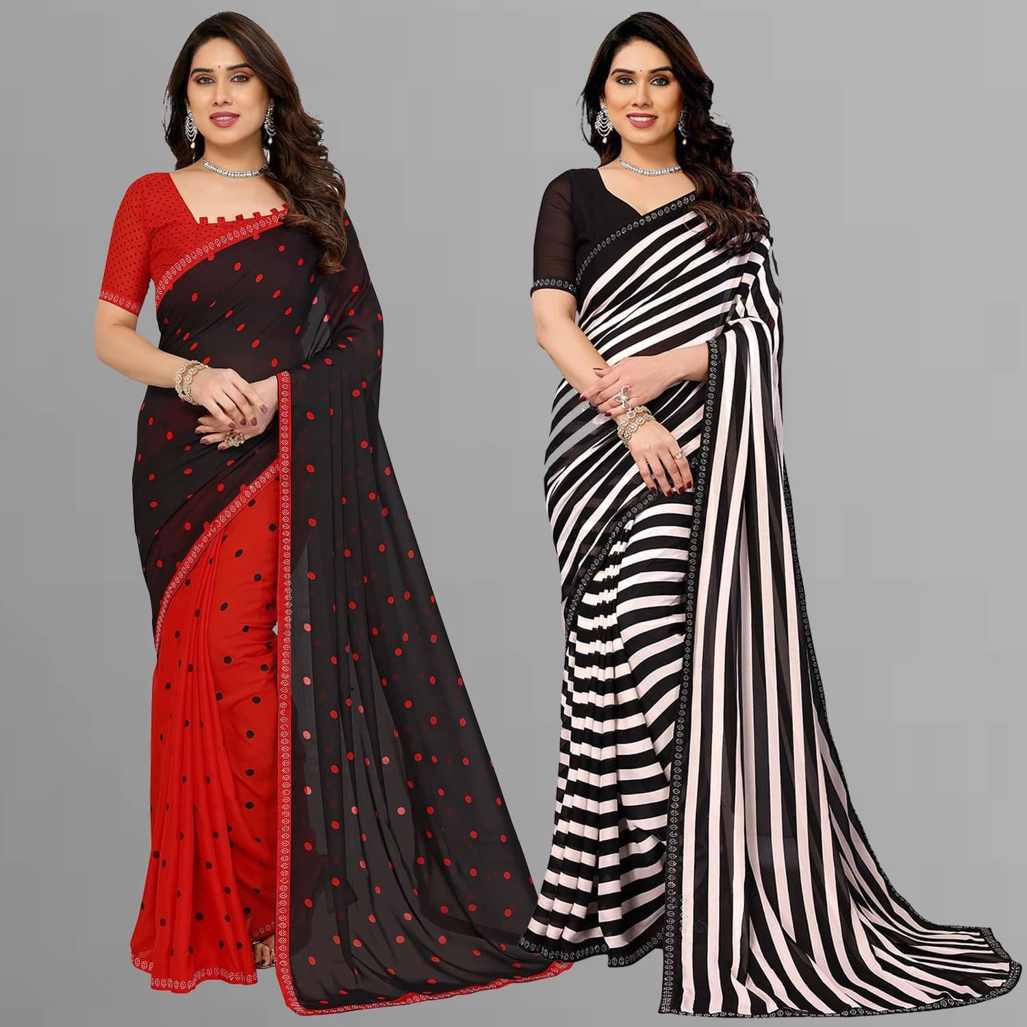     			ANAND SAREES Georgette Embellished Regular Saree With Unstitched Blouse Piece ( Multicolor )