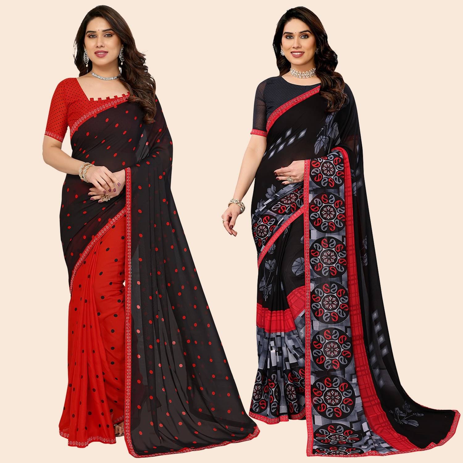     			ANAND SAREES Georgette Embellished Regular Saree With Unstitched Blouse Piece ( Multicolor )