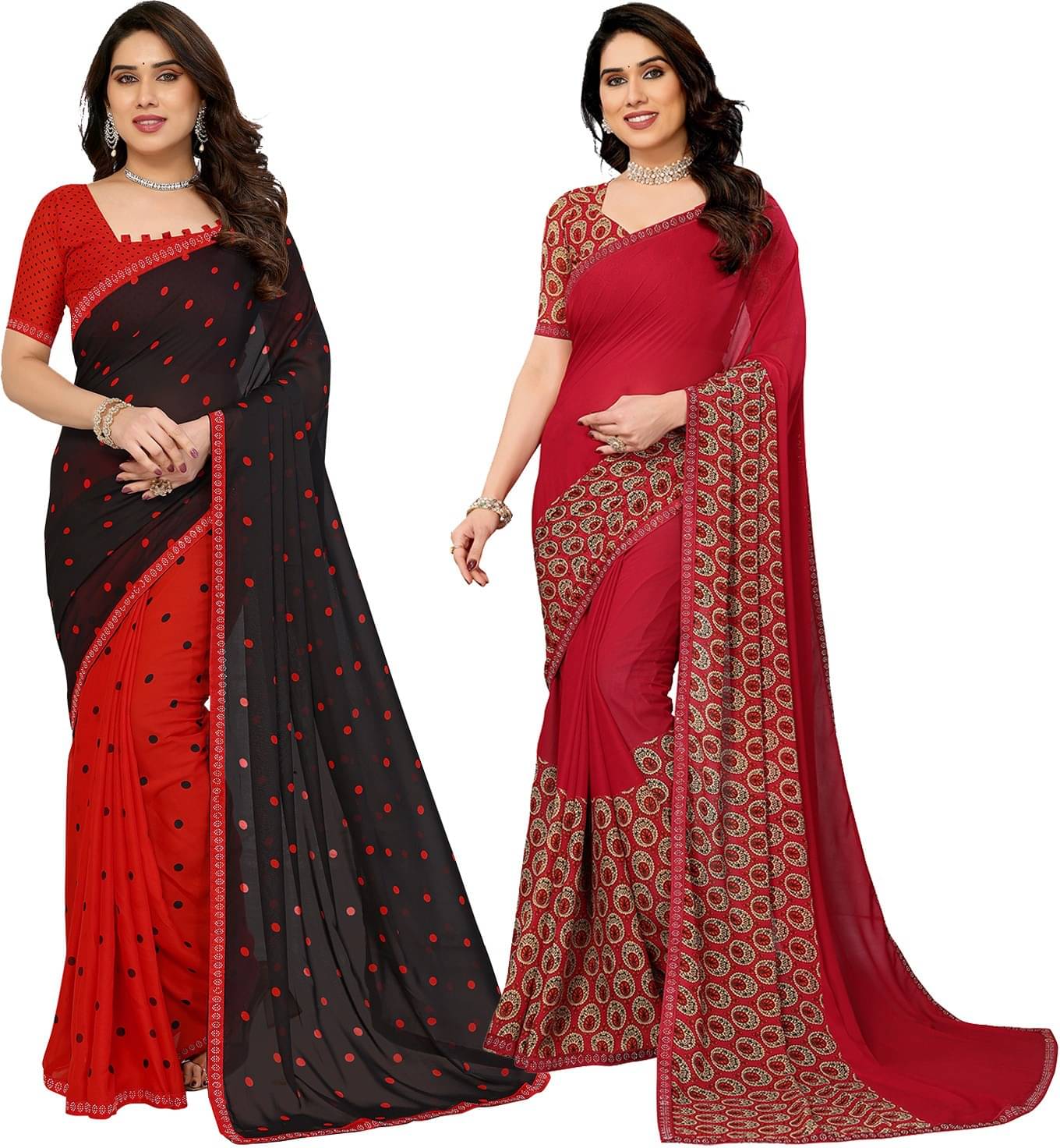     			ANAND SAREES Georgette Embellished Regular Saree With Unstitched Blouse Piece ( Multicolor )