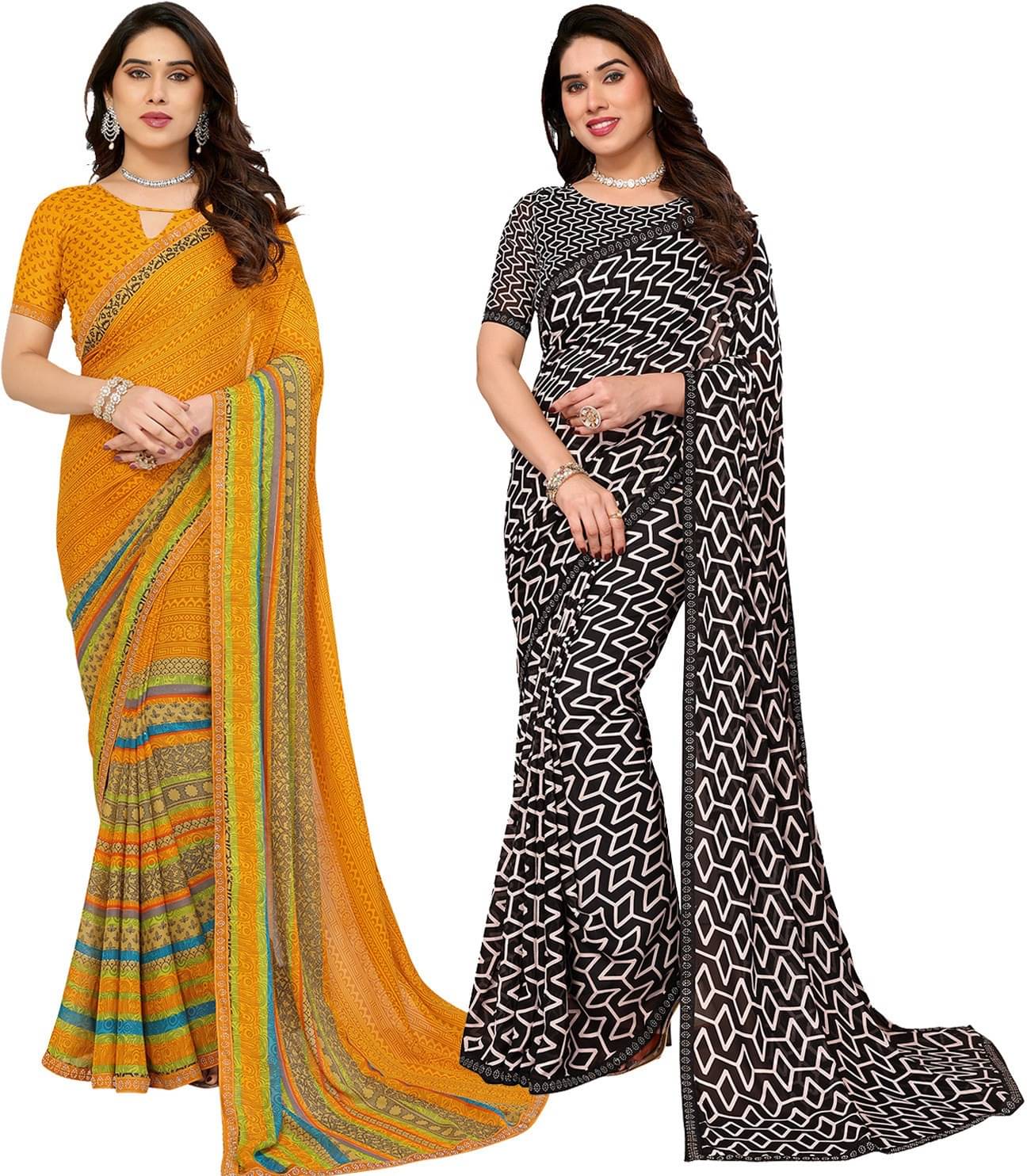     			ANAND SAREES Georgette Embellished Regular Saree With Unstitched Blouse Piece ( Multicolor )