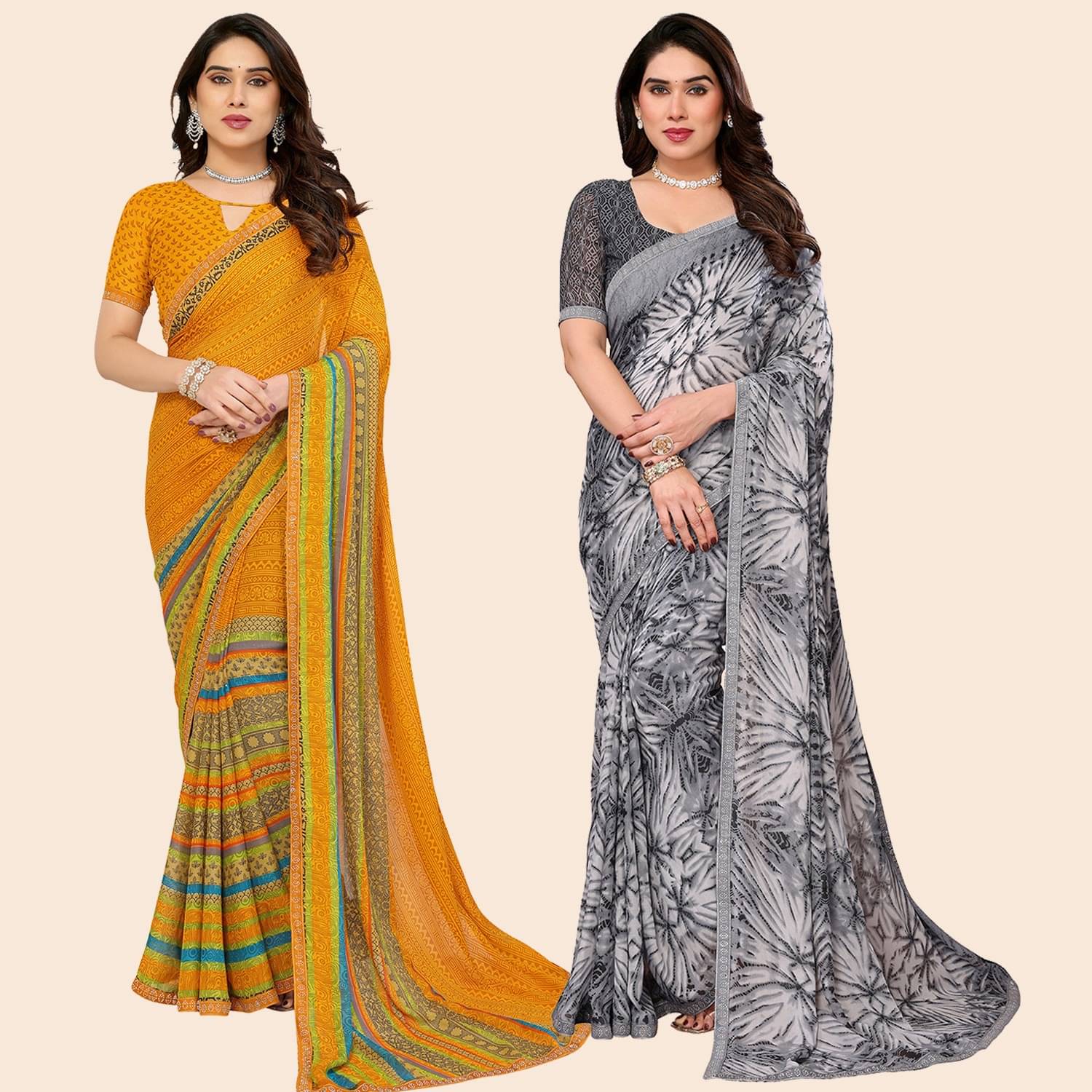     			ANAND SAREES Georgette Embellished Regular Saree With Unstitched Blouse Piece ( Multicolor )