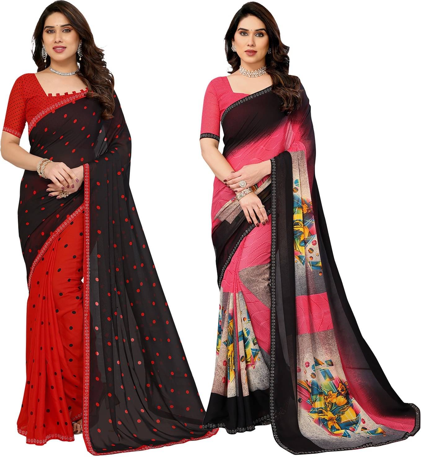     			ANAND SAREES Georgette Embellished Regular Saree With Unstitched Blouse Piece ( Multicolor )