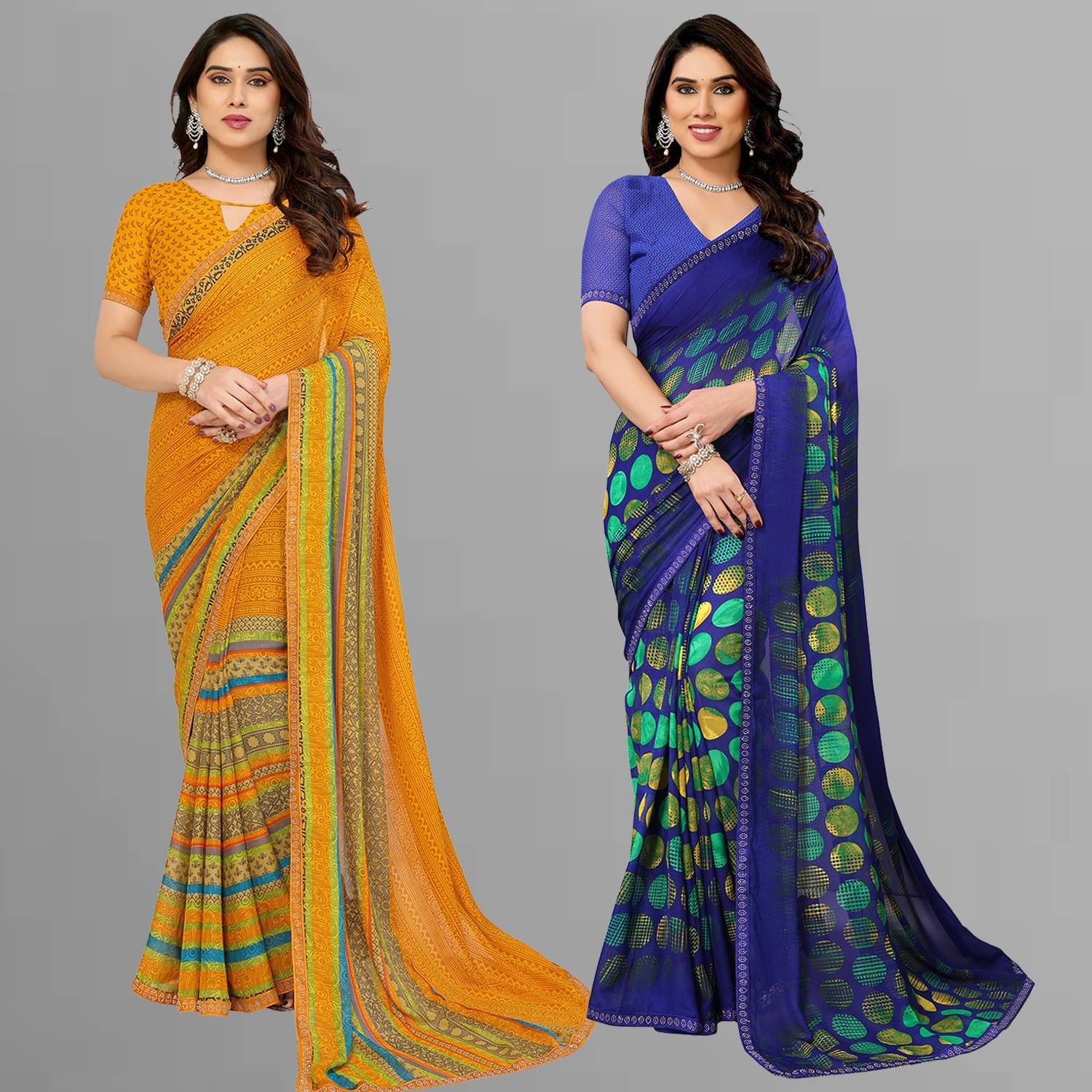 ANAND SAREES Georgette Embellished Regular Saree With Unstitched Blouse Piece ( Multicolor ) ANAND SAREES Georgette Embellished Regular Saree With Unstitched Blouse Piece ( Multicolor )