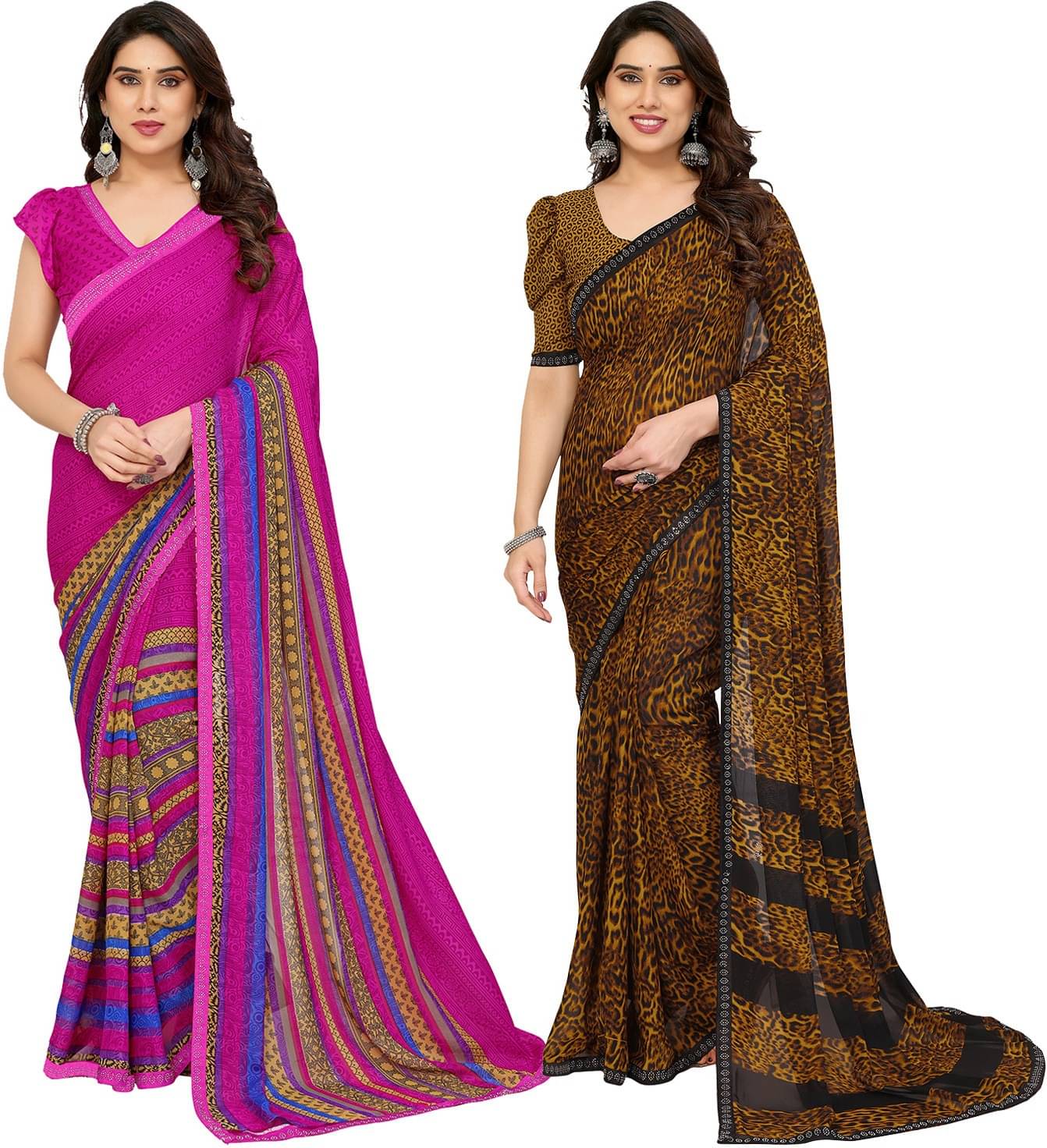     			ANAND SAREES Georgette Embellished Regular Saree With Unstitched Blouse Piece ( Multicolor )