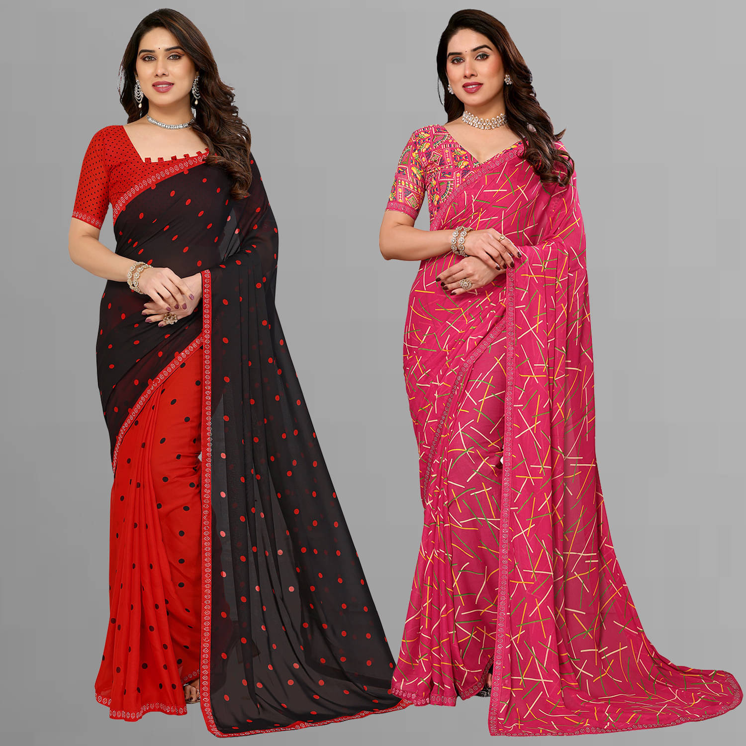 ANAND SAREES Georgette Embellished Regular Saree With Unstitched Blouse Piece ( Multicolor ) ANAND SAREES Georgette Embellished Regular Saree With Unstitched Blouse Piece ( Multicolor )