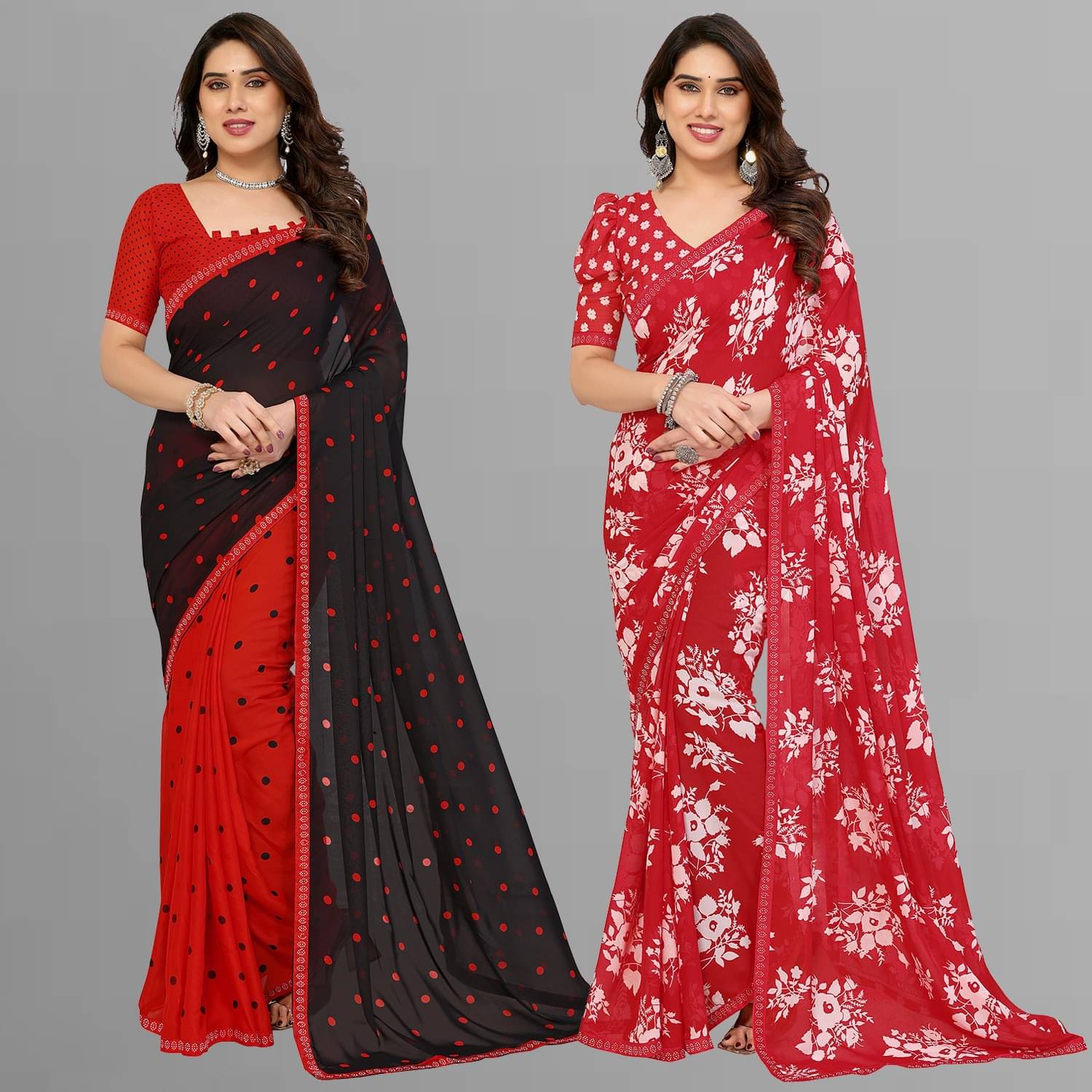     			ANAND SAREES Georgette Embellished Regular Saree With Unstitched Blouse Piece ( Multicolor )