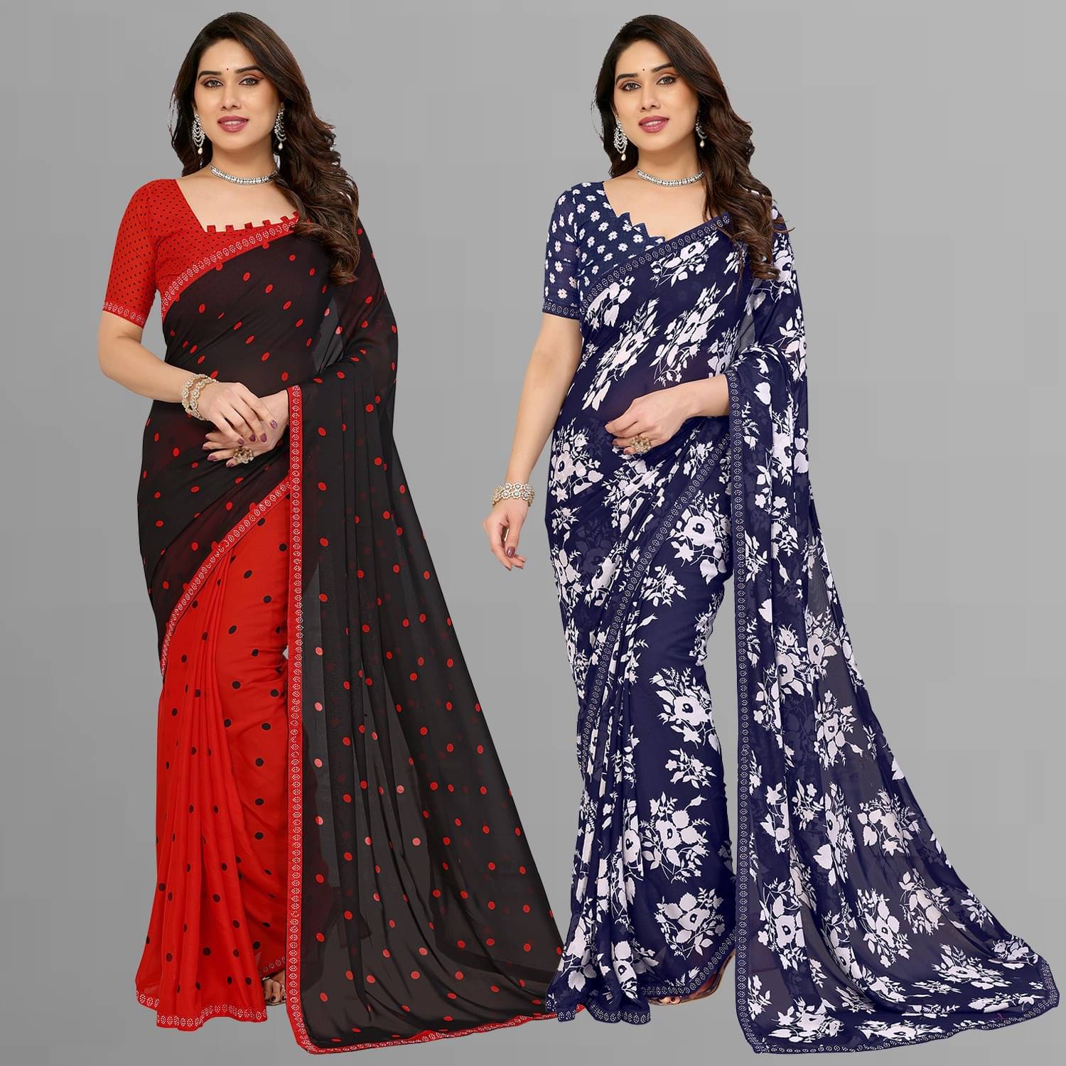     			ANAND SAREES Georgette Embellished Regular Saree With Unstitched Blouse Piece ( Multicolor )