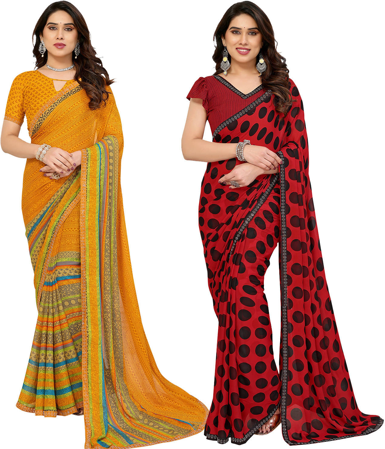 ANAND SAREES Georgette Embellished Regular Saree With Unstitched Blouse Piece ( Multicolor ) ANAND SAREES Georgette Embellished Regular Saree With Unstitched Blouse Piece ( Multicolor )