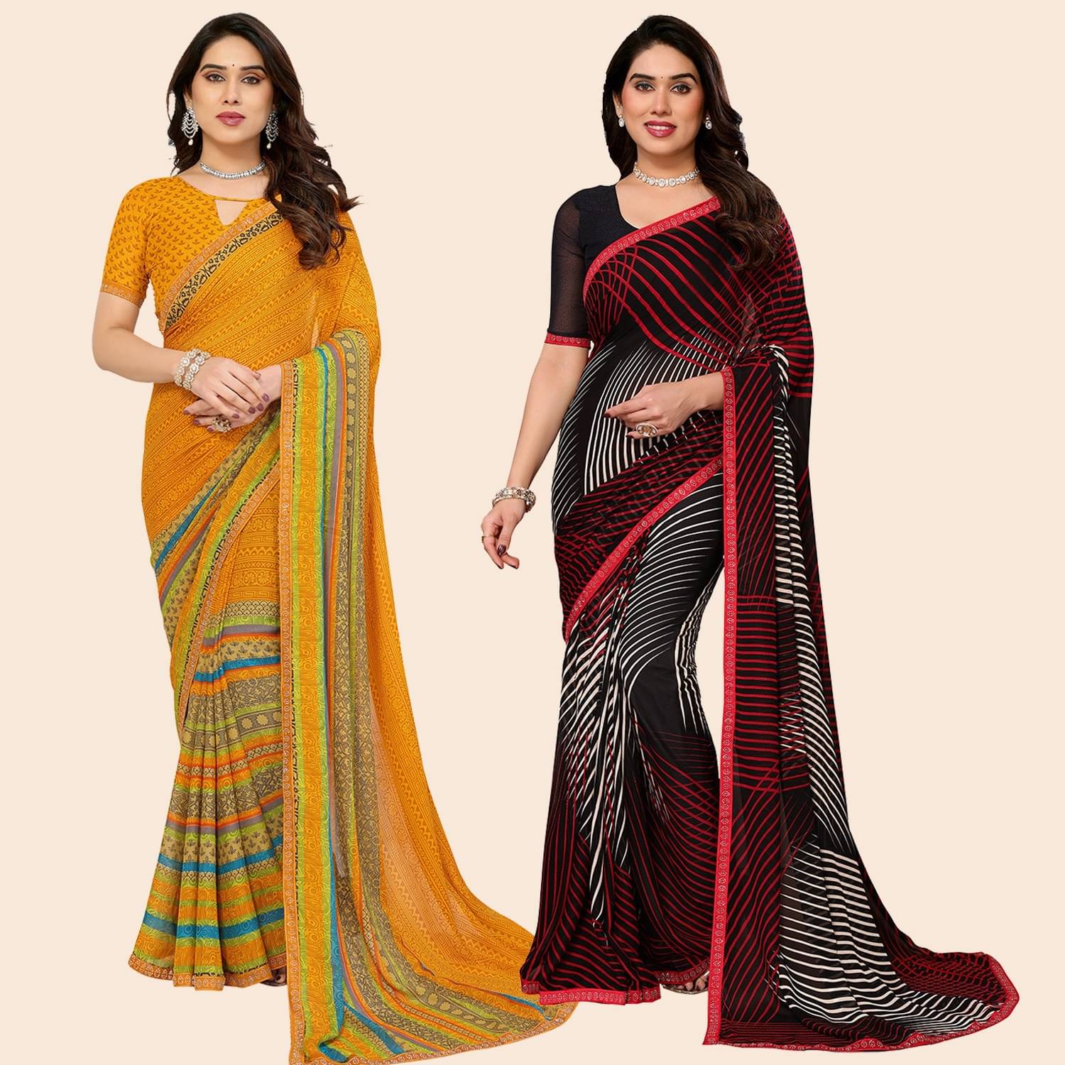 ANAND SAREES Georgette Embellished Regular Saree With Unstitched Blouse Piece ( Multicolor ) ANAND SAREES Georgette Embellished Regular Saree With Unstitched Blouse Piece ( Multicolor )