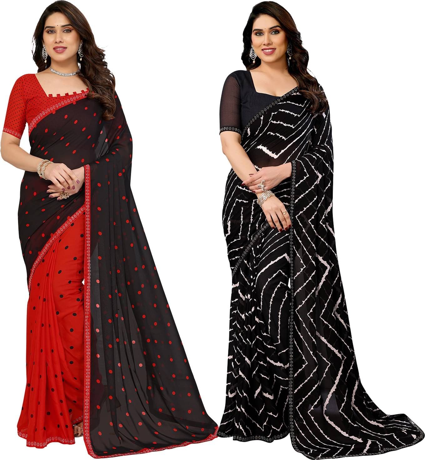     			ANAND SAREES Georgette Embellished Regular Saree With Unstitched Blouse Piece ( Multicolor )