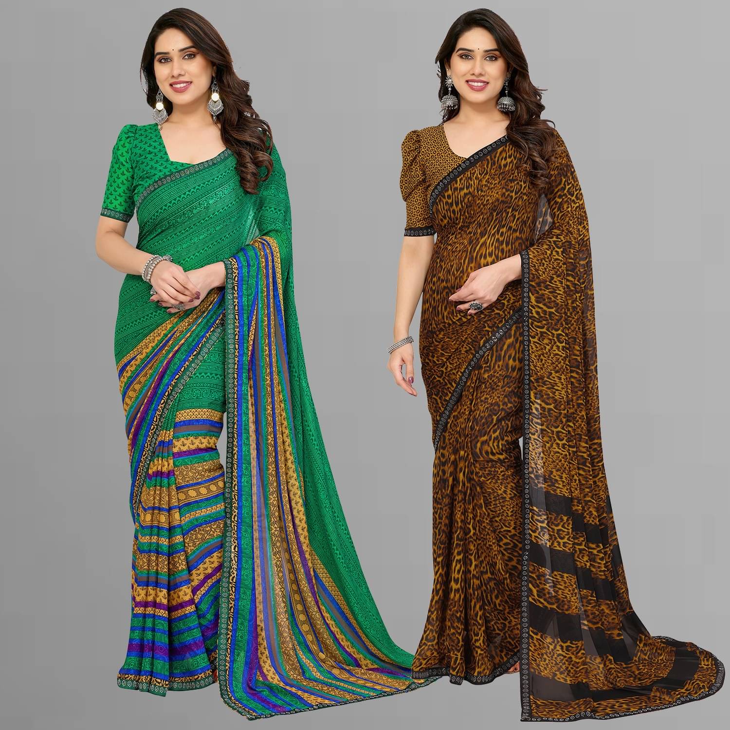     			ANAND SAREES Georgette Embellished Regular Saree With Unstitched Blouse Piece ( Multicolor )