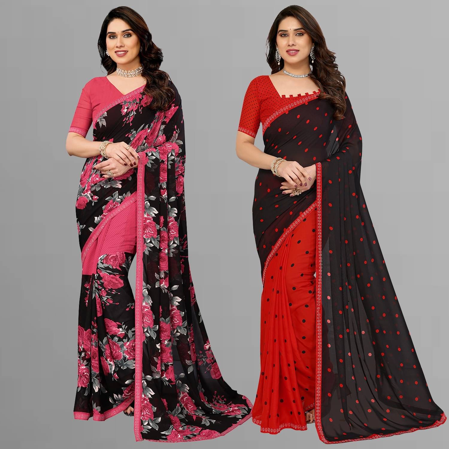     			ANAND SAREES Georgette Embellished Regular Saree With Unstitched Blouse Piece ( Multicolor )