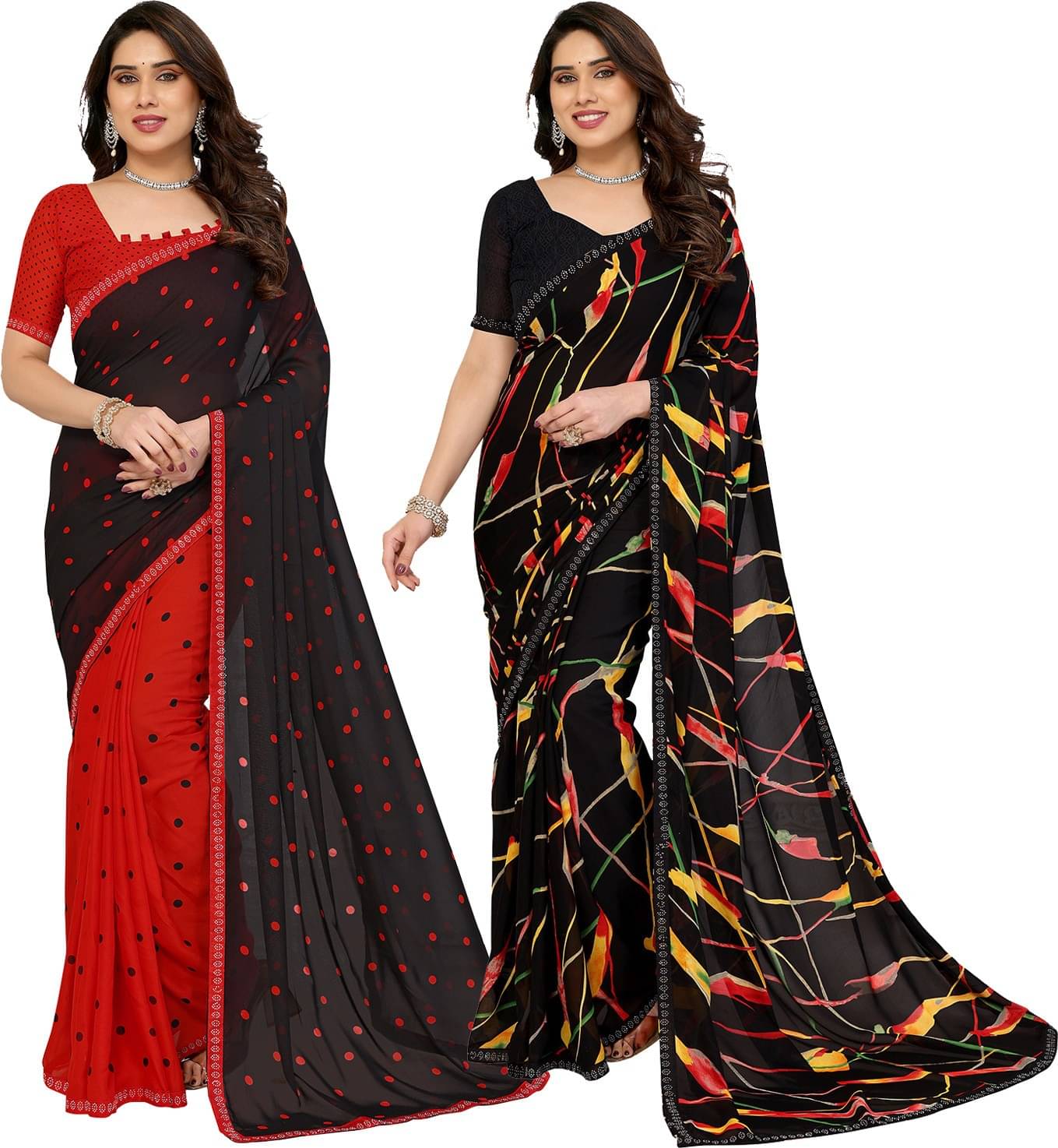 ANAND SAREES Georgette Embellished Regular Saree With Unstitched Blouse Piece ( Multicolor ) ANAND SAREES Georgette Embellished Regular Saree With Unstitched Blouse Piece ( Multicolor )