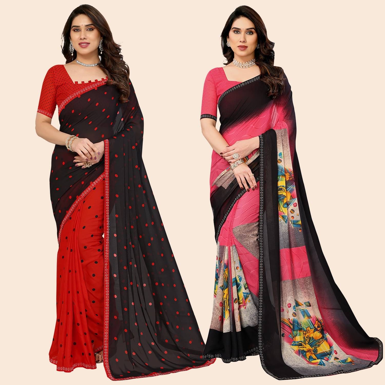 ANAND SAREES Georgette Embellished Regular Saree With Unstitched Blouse Piece ( Multicolor ) ANAND SAREES Georgette Embellished Regular Saree With Unstitched Blouse Piece ( Multicolor )