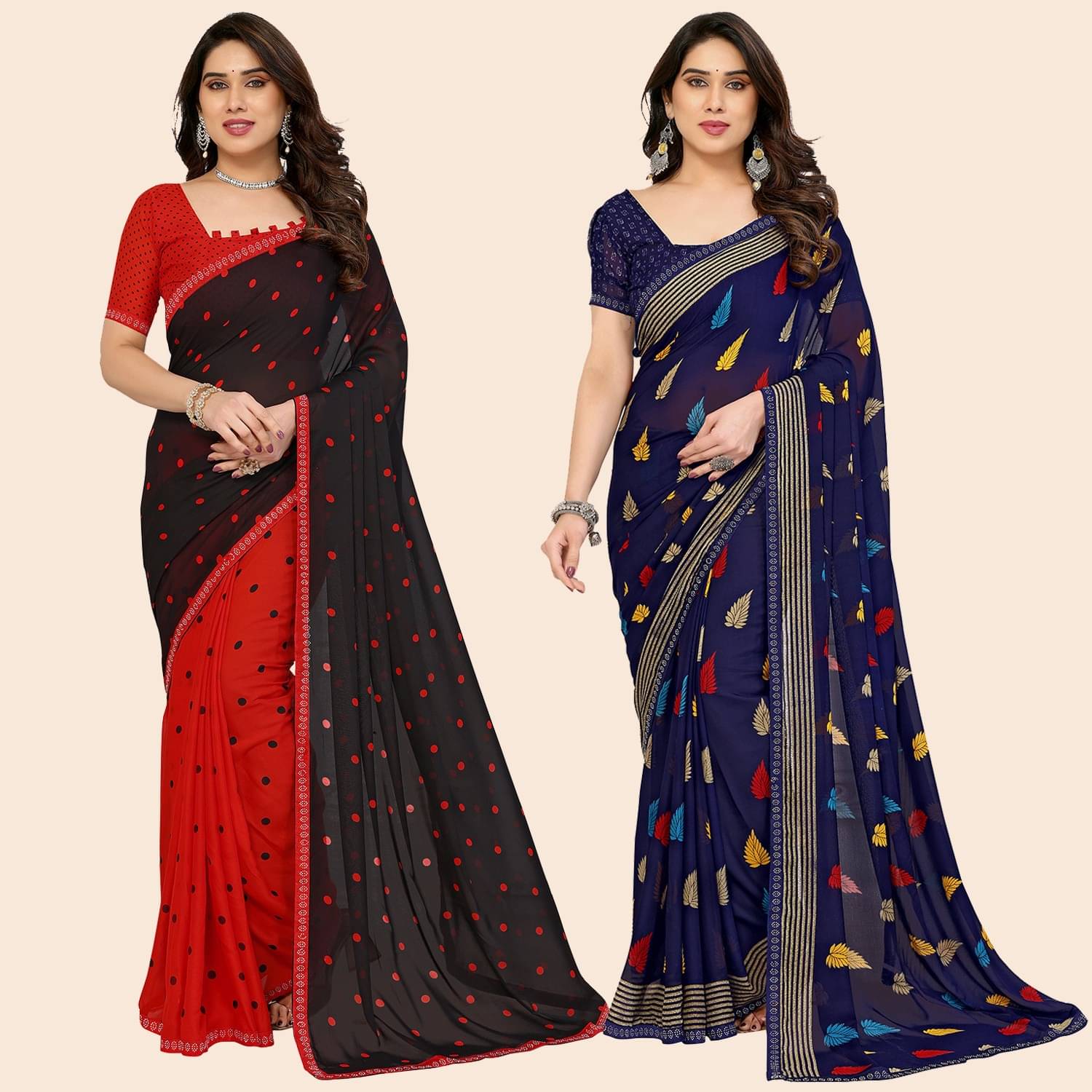     			ANAND SAREES Georgette Embellished Regular Saree With Unstitched Blouse Piece ( Multicolor )