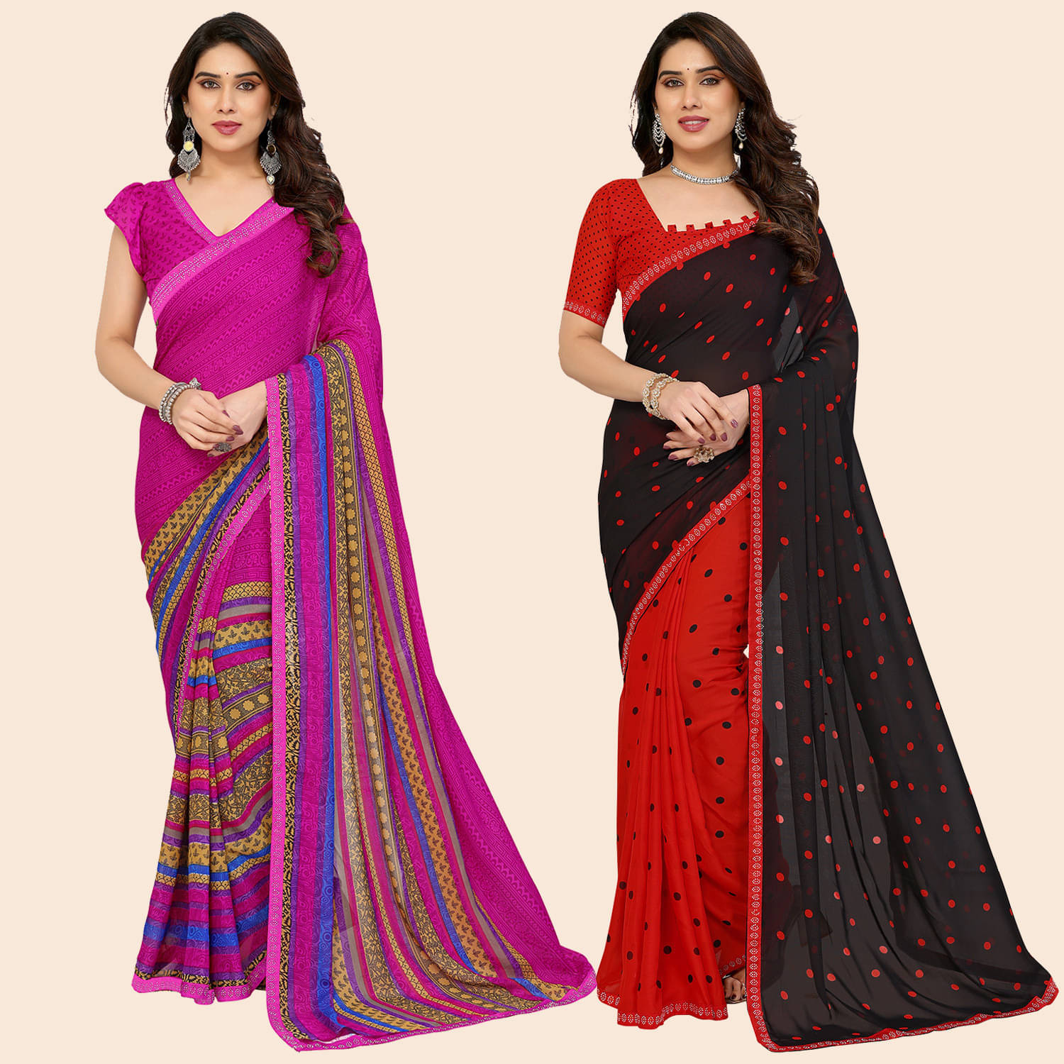     			ANAND SAREES Georgette Embellished Regular Saree With Unstitched Blouse Piece ( Multicolor )