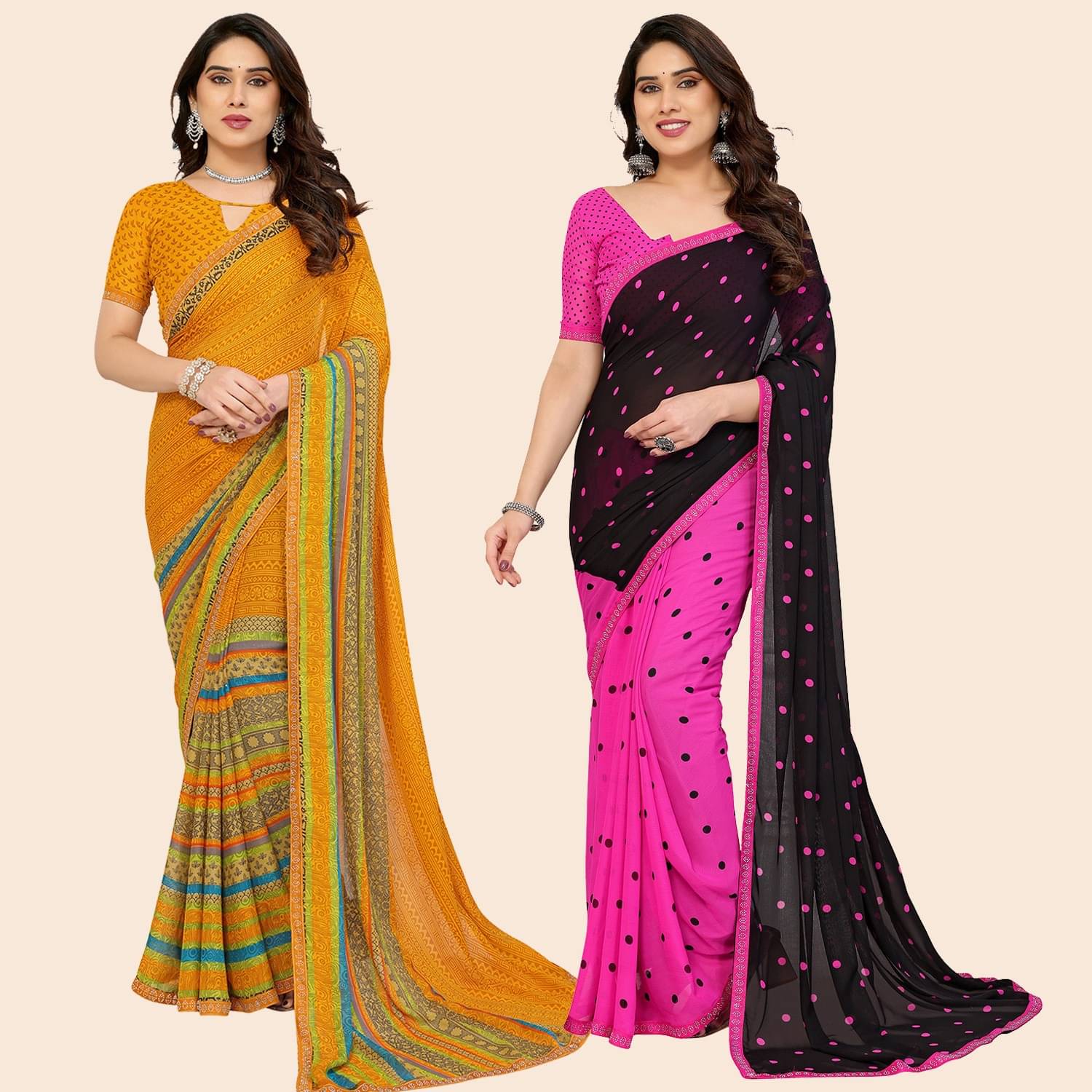     			ANAND SAREES Georgette Embellished Regular Saree With Unstitched Blouse Piece ( Multicolor )