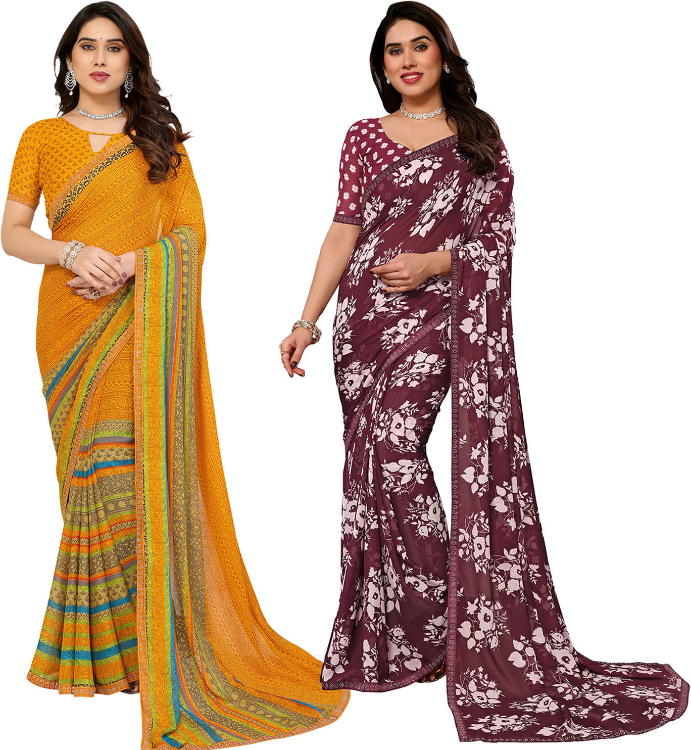 ANAND SAREES Georgette Embellished Regular Saree With Unstitched Blouse Piece ( Multicolor ) ANAND SAREES Georgette Embellished Regular Saree With Unstitched Blouse Piece ( Multicolor )
