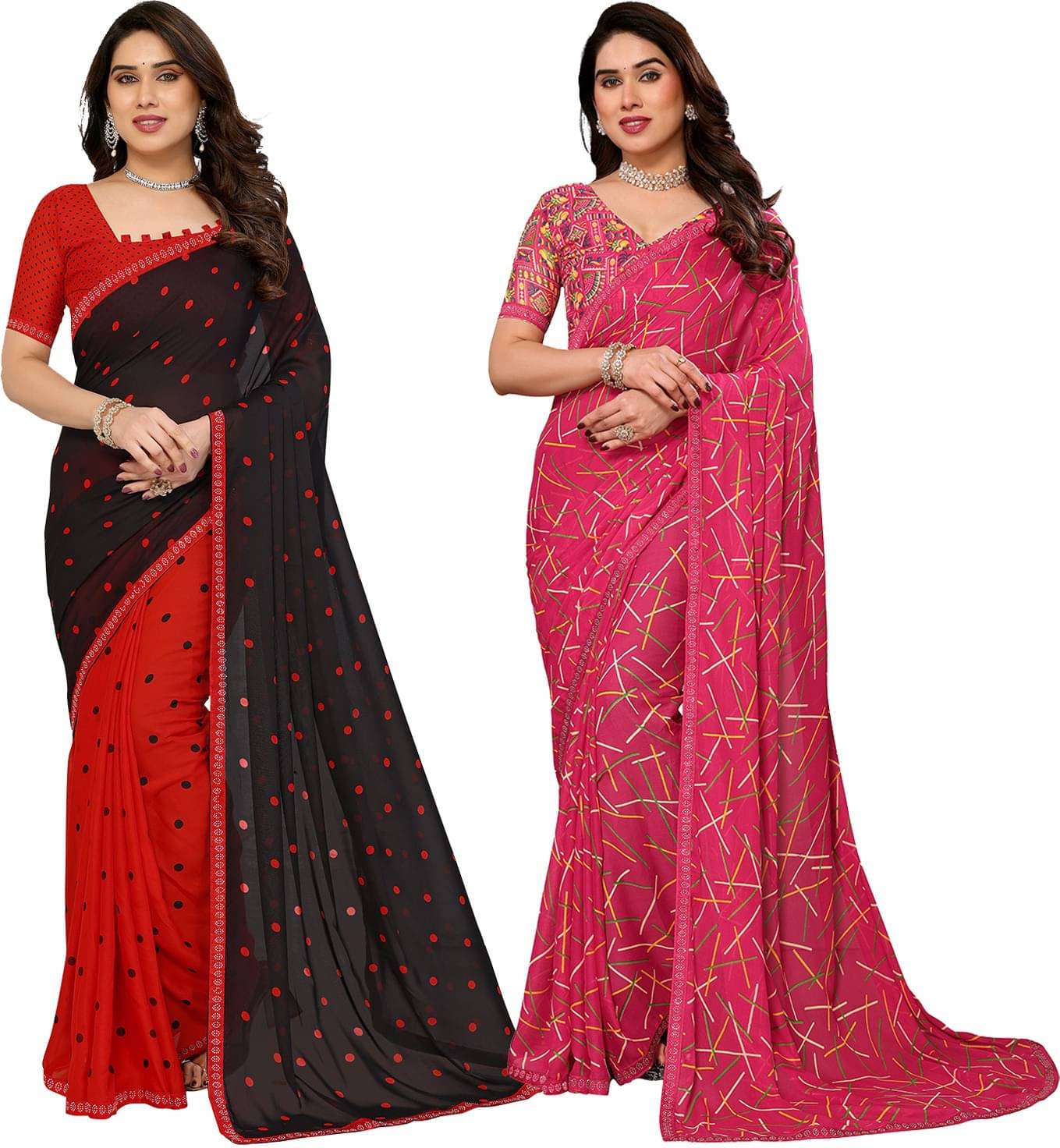     			ANAND SAREES Georgette Embellished Regular Saree With Unstitched Blouse Piece ( Multicolor )
