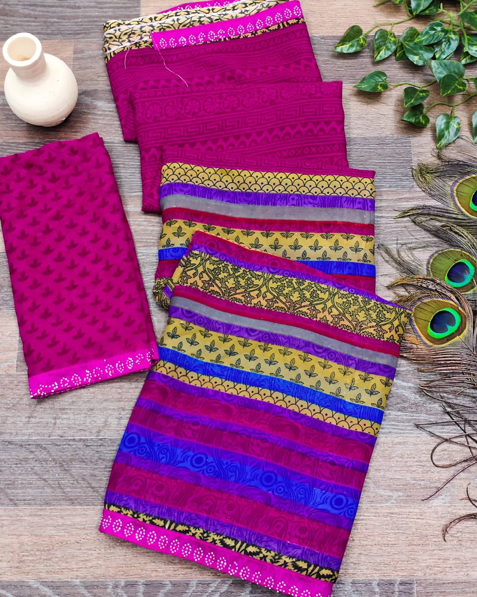     			ANAND SAREES Georgette Embellished Regular Saree With Unstitched Blouse Piece ( Pink )