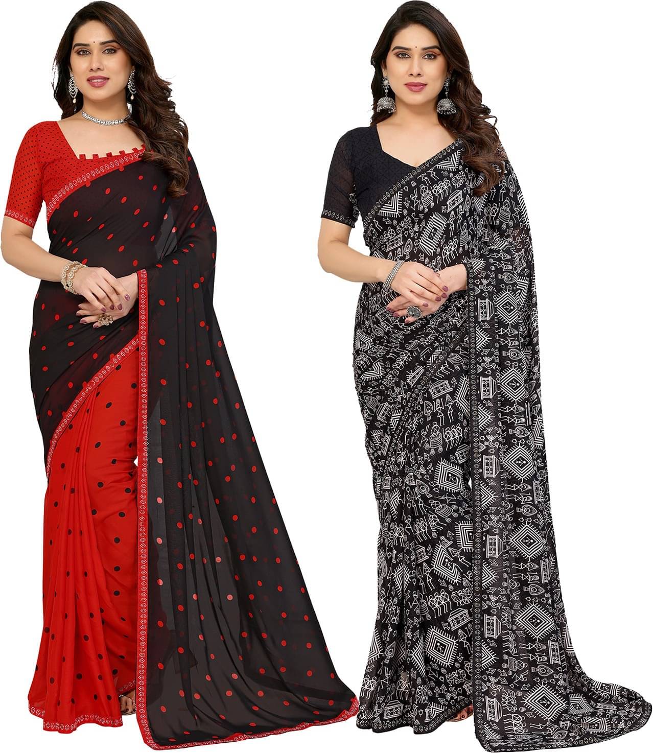     			ANAND SAREES Georgette Embellished Regular Saree With Unstitched Blouse Piece ( Multicolor )