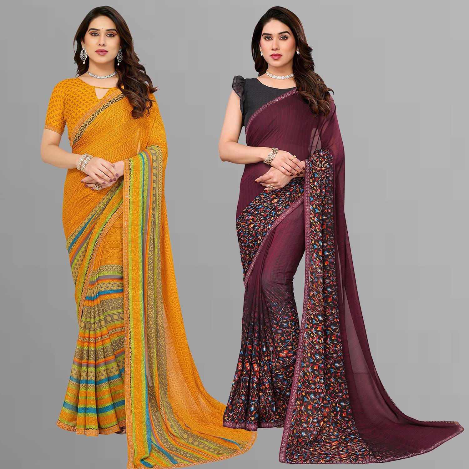 ANAND SAREES Georgette Embellished Regular Saree With Unstitched Blouse Piece ( Multicolor ) ANAND SAREES Georgette Embellished Regular Saree With Unstitched Blouse Piece ( Multicolor )