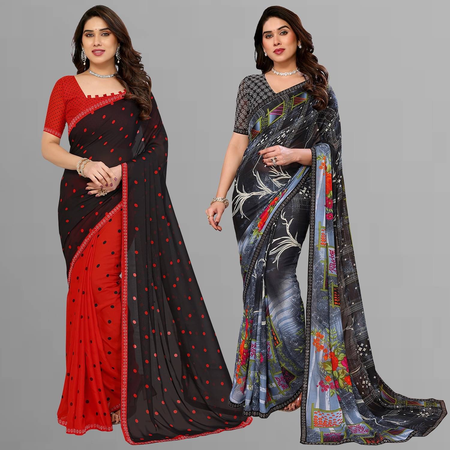     			ANAND SAREES Georgette Embellished Regular Saree With Unstitched Blouse Piece ( Multicolor )