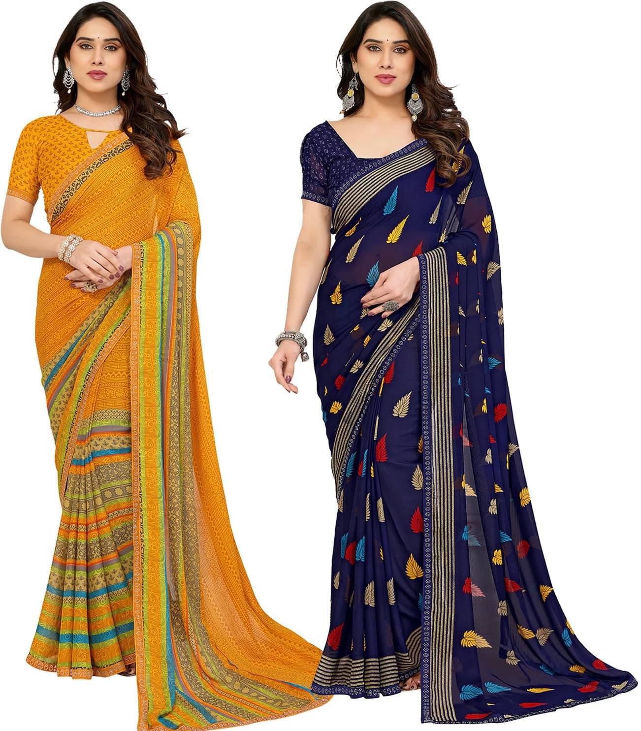 ANAND SAREES Georgette Embellished Regular Saree With Unstitched Blouse Piece ( Multicolor ) ANAND SAREES Georgette Embellished Regular Saree With Unstitched Blouse Piece ( Multicolor )