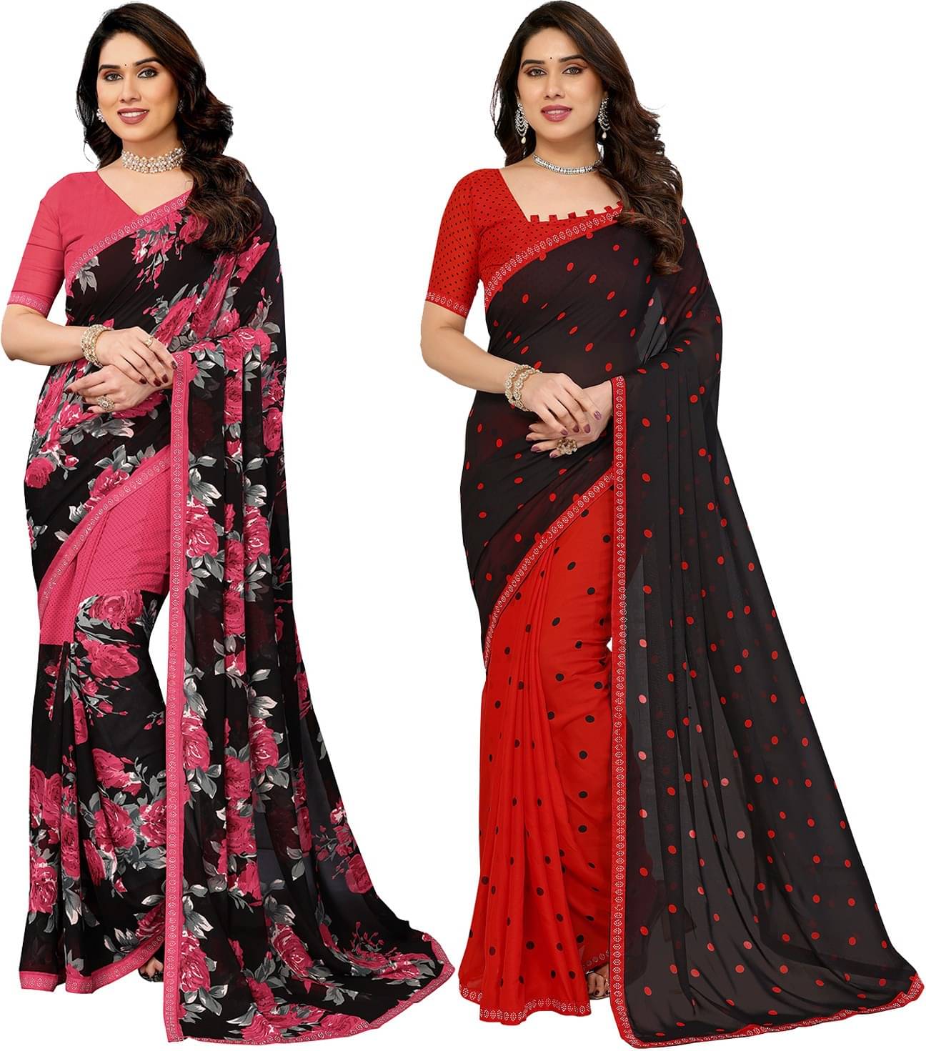     			ANAND SAREES Georgette Embellished Regular Saree With Unstitched Blouse Piece ( Multicolor )