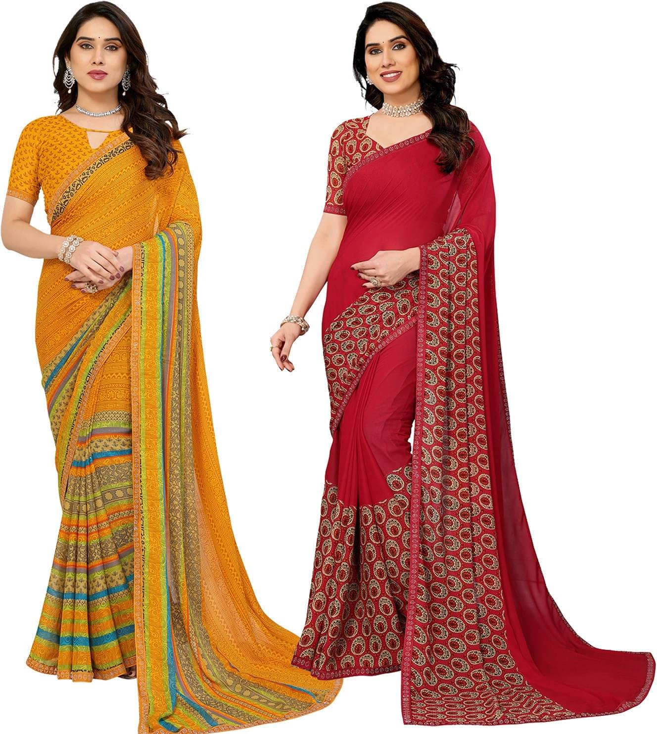     			ANAND SAREES Georgette Embellished Regular Saree With Unstitched Blouse Piece ( Multicolor )