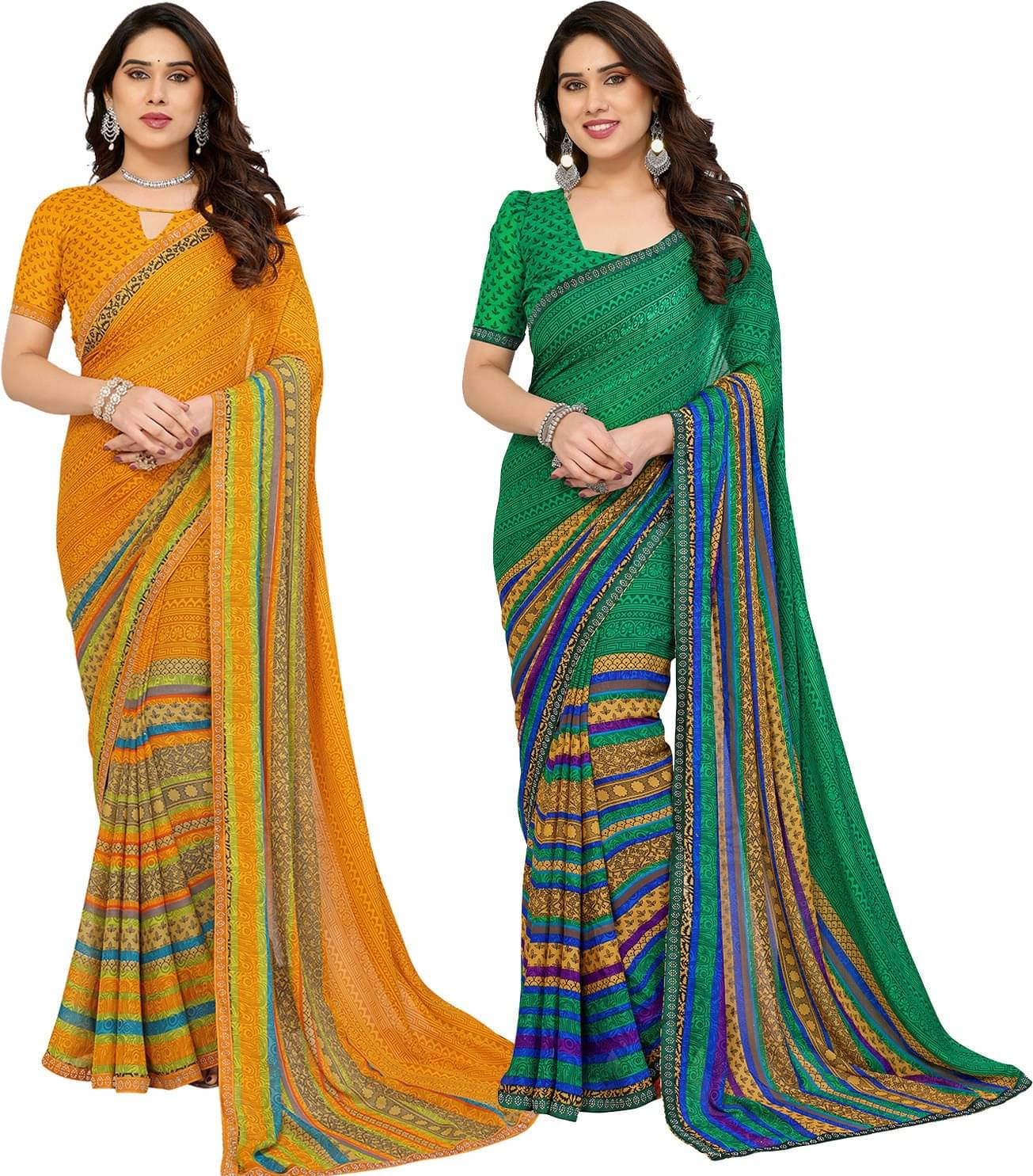 ANAND SAREES Georgette Embellished Regular Saree With Unstitched Blouse Piece ( Multicolor ) ANAND SAREES Georgette Embellished Regular Saree With Unstitched Blouse Piece ( Multicolor )