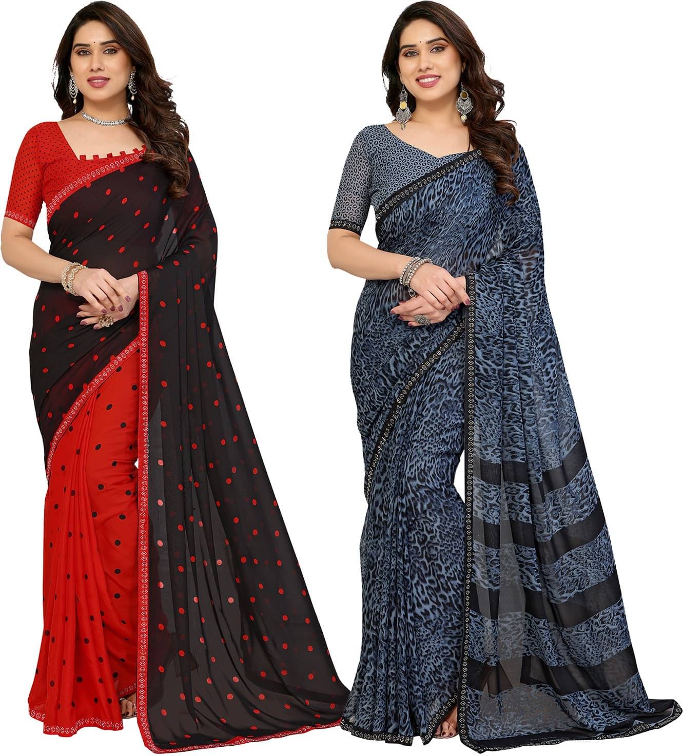 ANAND SAREES Georgette Embellished Regular Saree With Unstitched Blouse Piece ( Multicolor ) ANAND SAREES Georgette Embellished Regular Saree With Unstitched Blouse Piece ( Multicolor )