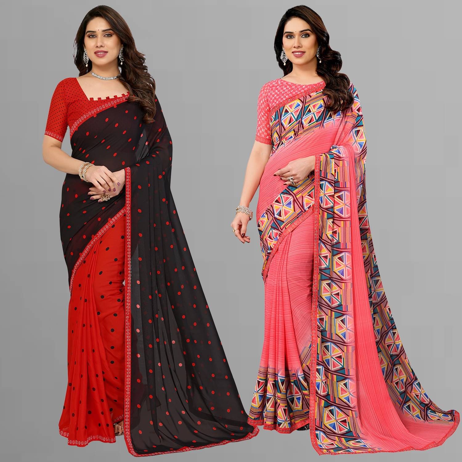     			ANAND SAREES Georgette Embellished Regular Saree With Unstitched Blouse Piece ( Multicolor )