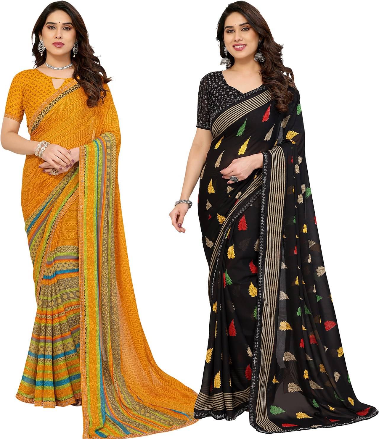     			ANAND SAREES Georgette Embellished Regular Saree With Unstitched Blouse Piece ( Multicolor )