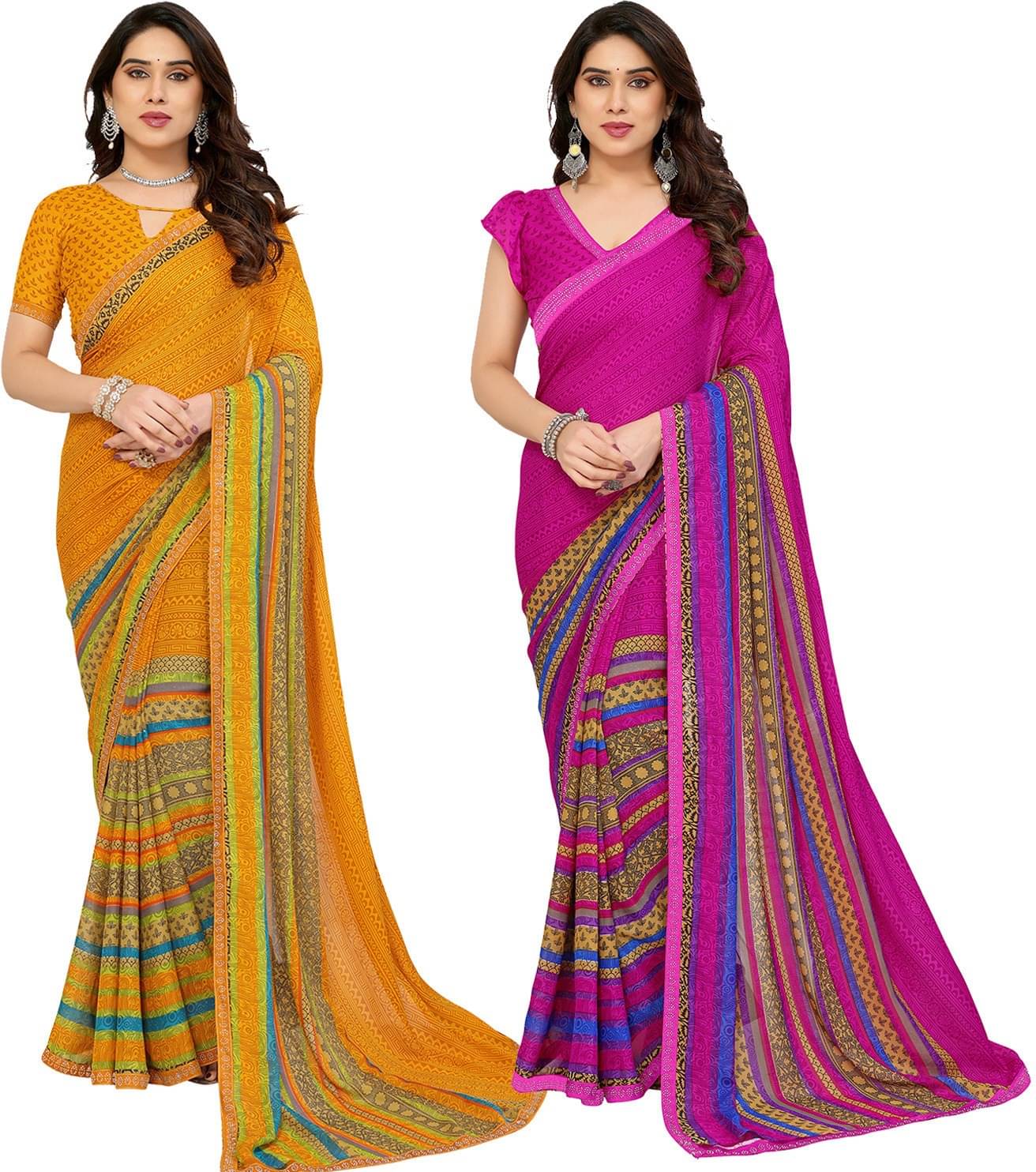 ANAND SAREES Georgette Embellished Regular Saree With Unstitched Blouse Piece ( Multicolor ) ANAND SAREES Georgette Embellished Regular Saree With Unstitched Blouse Piece ( Multicolor )