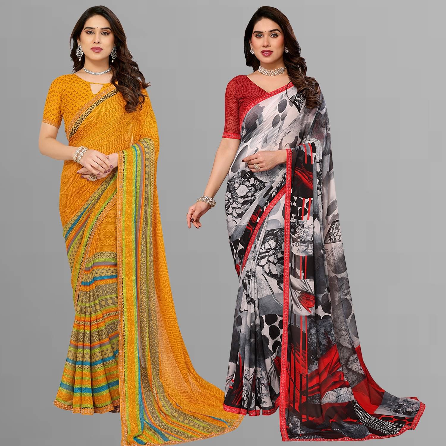     			ANAND SAREES Georgette Embellished Regular Saree With Unstitched Blouse Piece ( Multicolor )