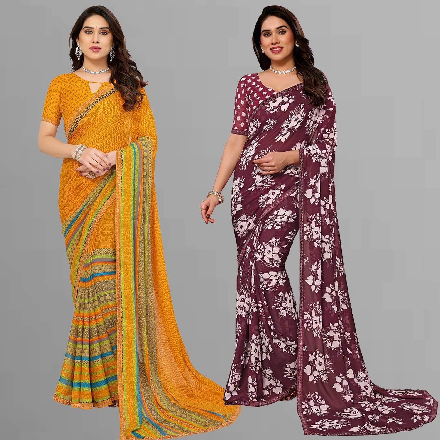 ANAND SAREES Georgette Embellished Regular Saree With Unstitched Blouse Piece ( Multicolor ) ANAND SAREES Georgette Embellished Regular Saree With Unstitched Blouse Piece ( Multicolor )