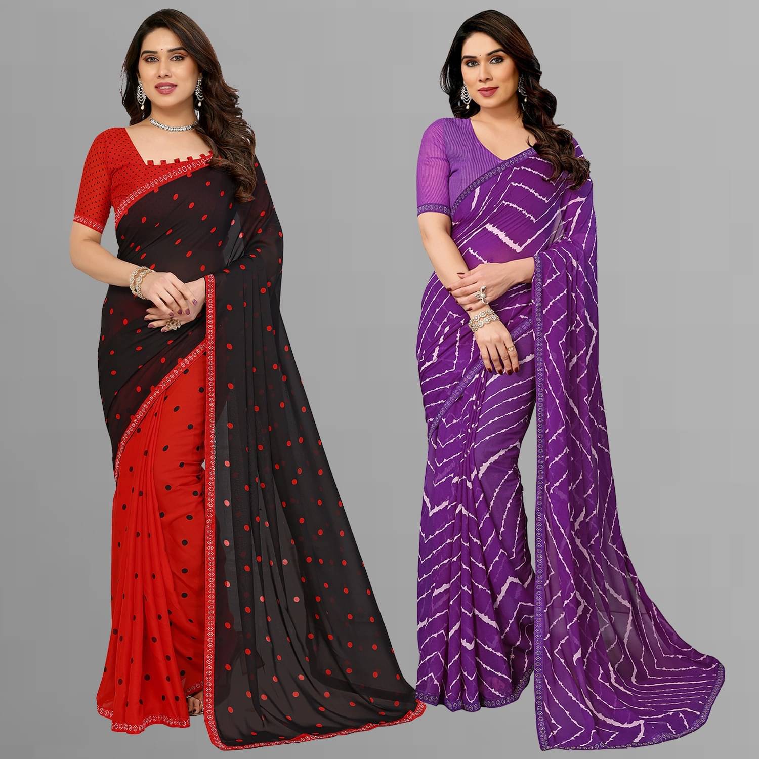     			ANAND SAREES Georgette Embellished Regular Saree With Unstitched Blouse Piece ( Multicolor )