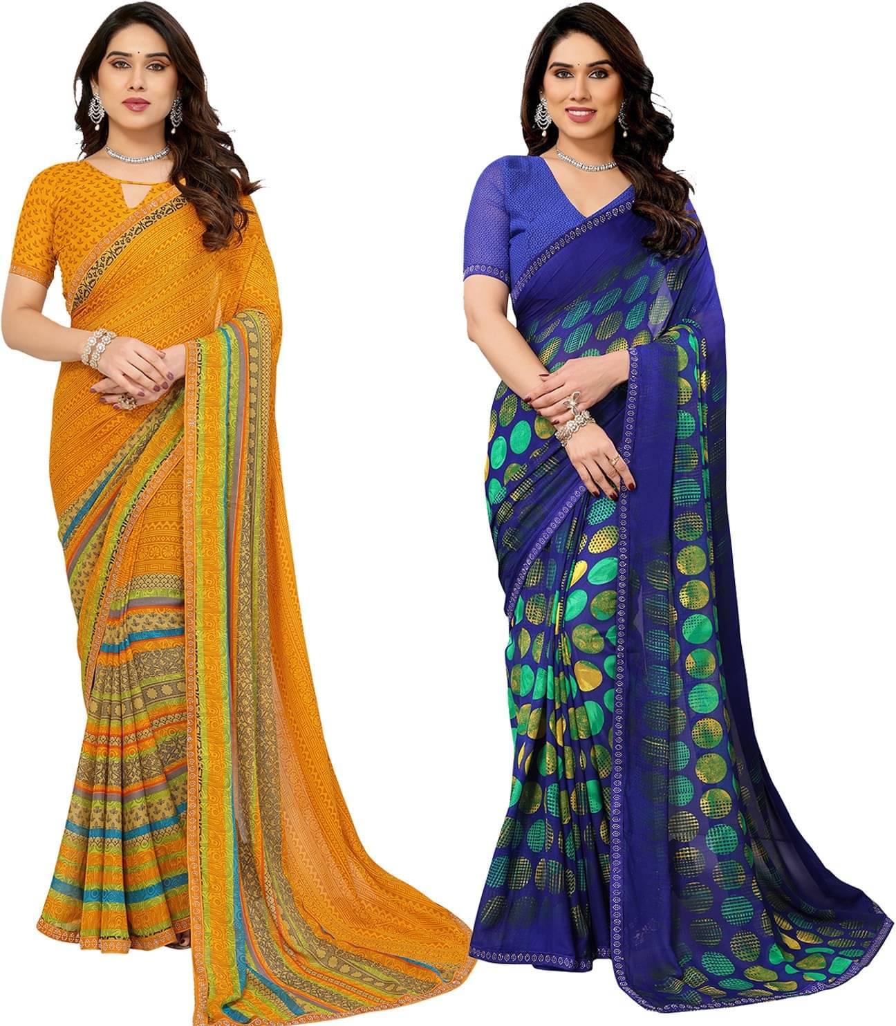     			ANAND SAREES Georgette Embellished Regular Saree With Unstitched Blouse Piece ( Multicolor )