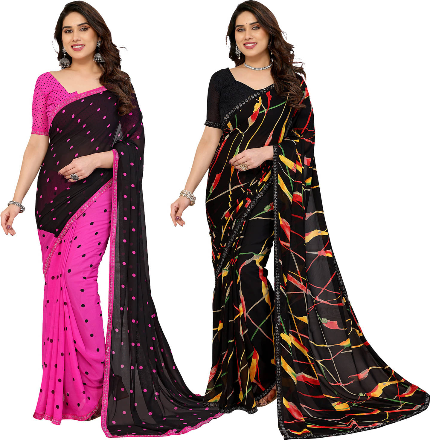 ANAND SAREES Georgette Embellished Regular Saree With Unstitched Blouse Piece ( Multicolor ) ANAND SAREES Georgette Embellished Regular Saree With Unstitched Blouse Piece ( Multicolor )