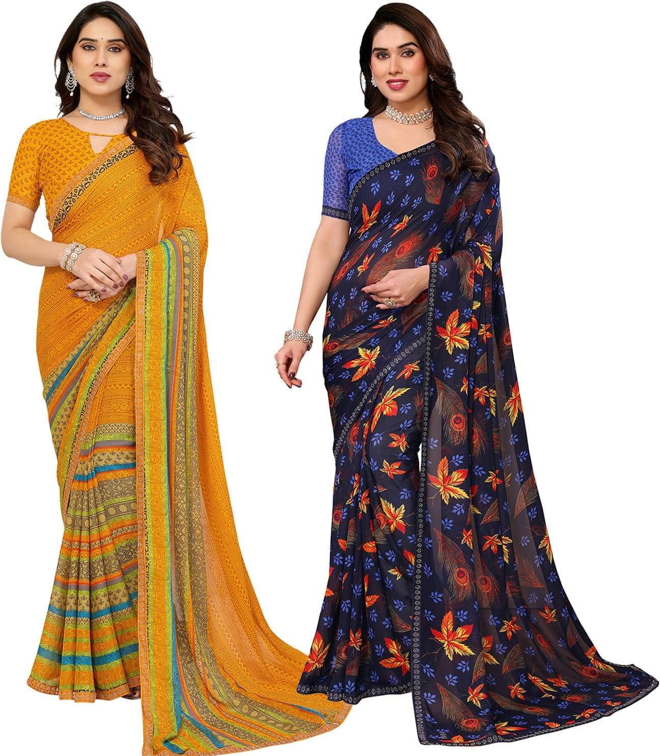 ANAND SAREES Georgette Embellished Regular Saree With Unstitched Blouse Piece ( Multicolor ) ANAND SAREES Georgette Embellished Regular Saree With Unstitched Blouse Piece ( Multicolor )