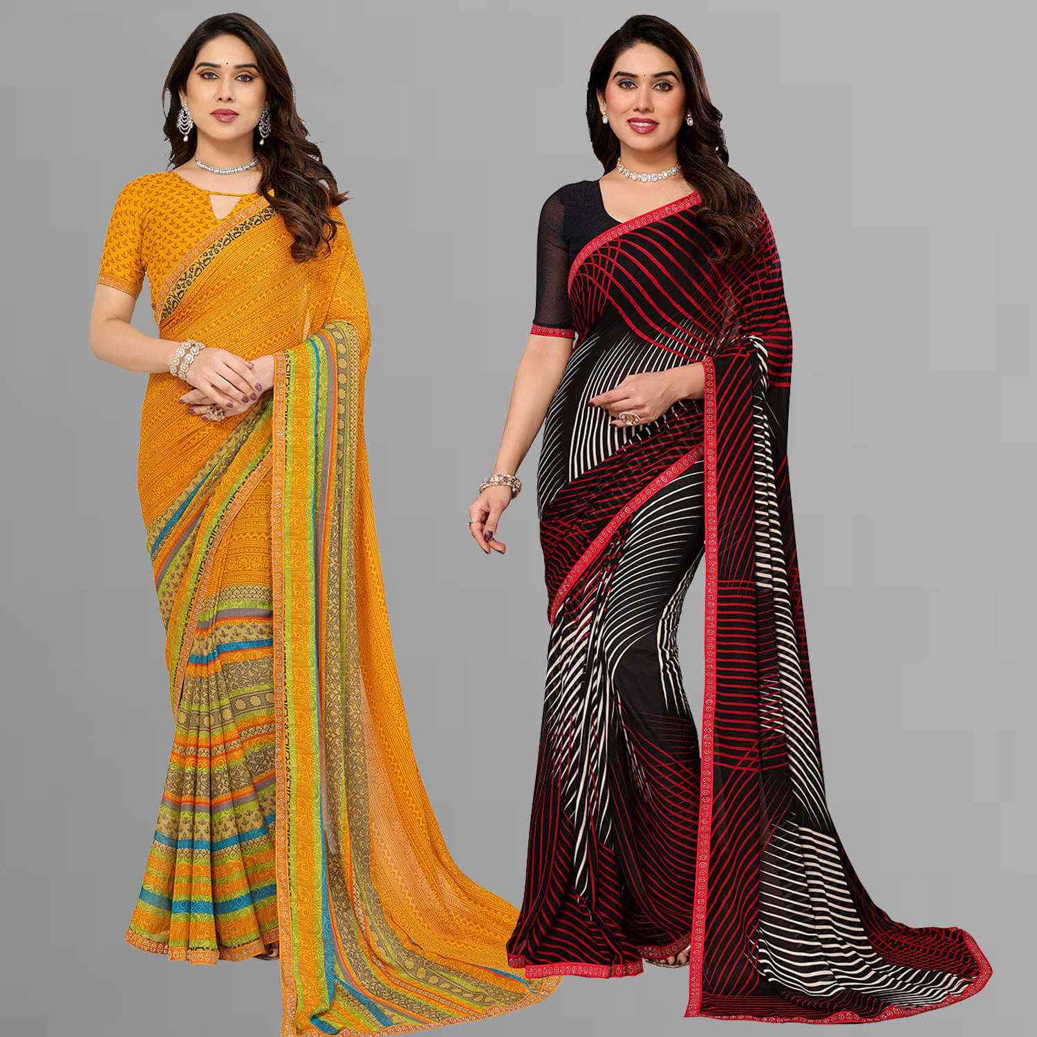 ANAND SAREES Georgette Embellished Regular Saree With Unstitched Blouse Piece ( Multicolor ) ANAND SAREES Georgette Embellished Regular Saree With Unstitched Blouse Piece ( Multicolor )