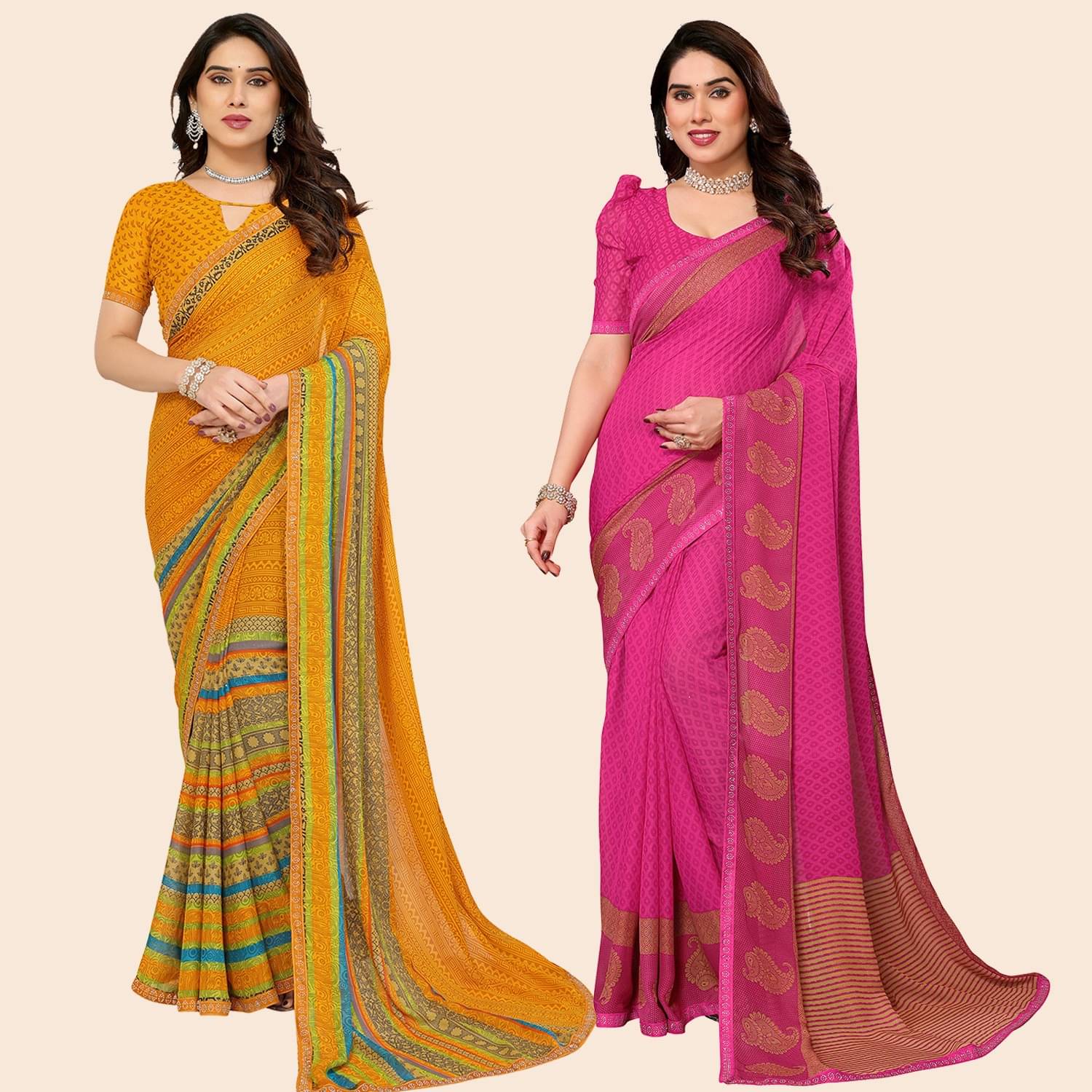 ANAND SAREES Georgette Embellished Regular Saree With Unstitched Blouse Piece ( Multicolor ) ANAND SAREES Georgette Embellished Regular Saree With Unstitched Blouse Piece ( Multicolor )