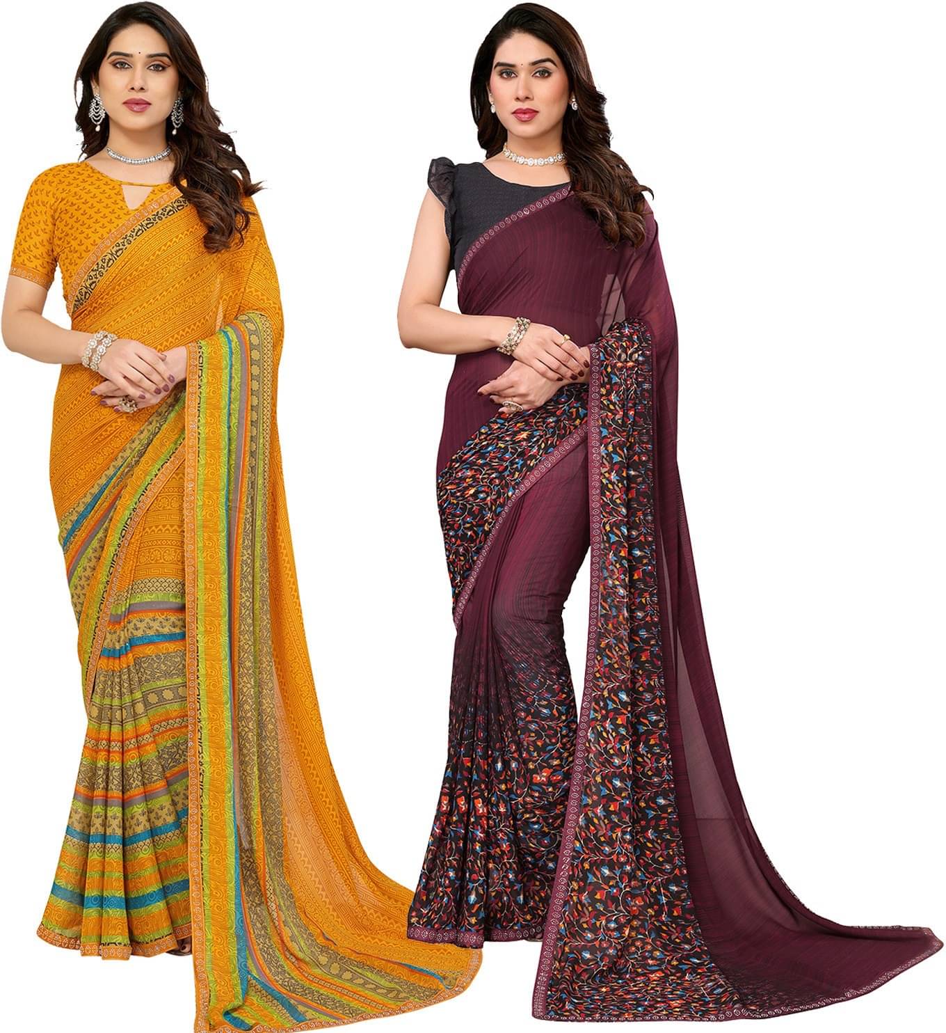 ANAND SAREES Georgette Embellished Regular Saree With Unstitched Blouse Piece ( Multicolor ) ANAND SAREES Georgette Embellished Regular Saree With Unstitched Blouse Piece ( Multicolor )
