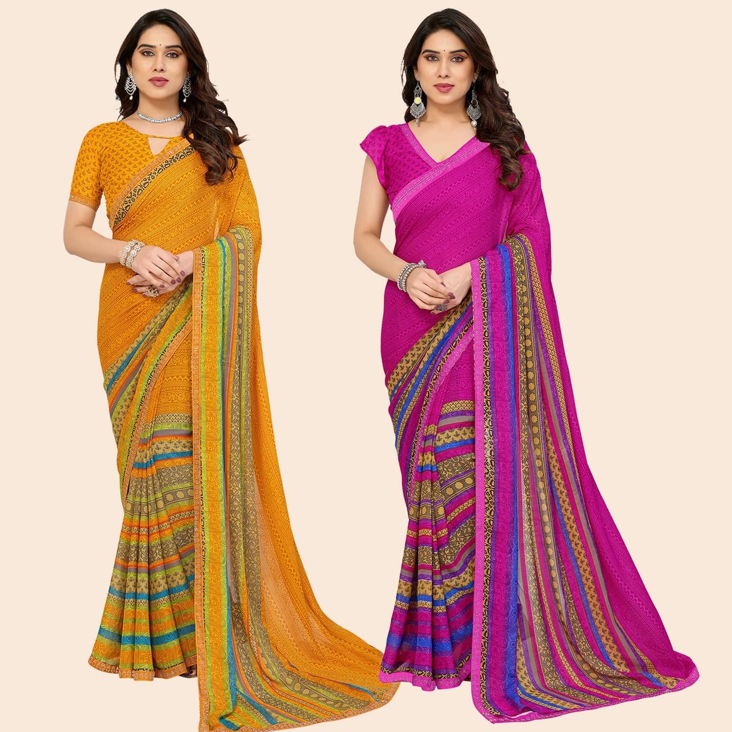 ANAND SAREES Georgette Embellished Regular Saree With Unstitched Blouse Piece ( Multicolor ) ANAND SAREES Georgette Embellished Regular Saree With Unstitched Blouse Piece ( Multicolor )