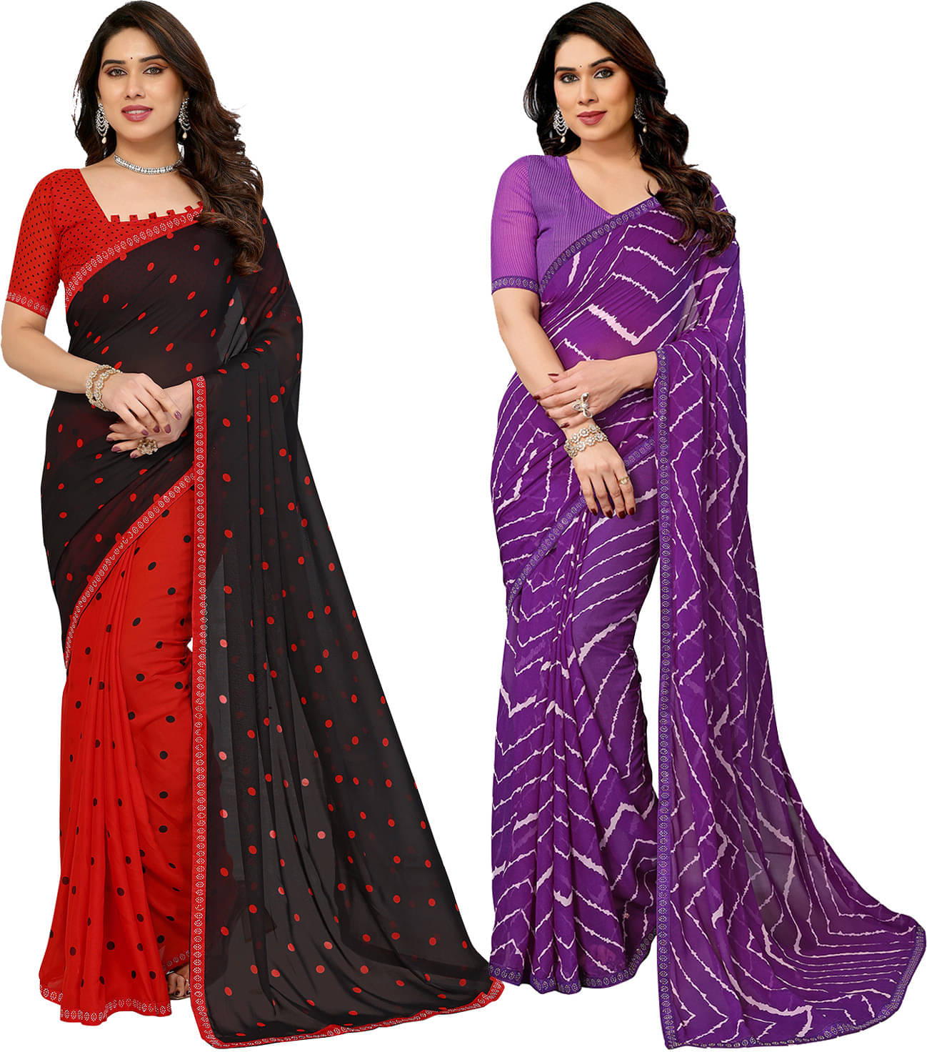 ANAND SAREES Georgette Embellished Regular Saree With Unstitched Blouse Piece ( Multicolor ) ANAND SAREES Georgette Embellished Regular Saree With Unstitched Blouse Piece ( Multicolor )